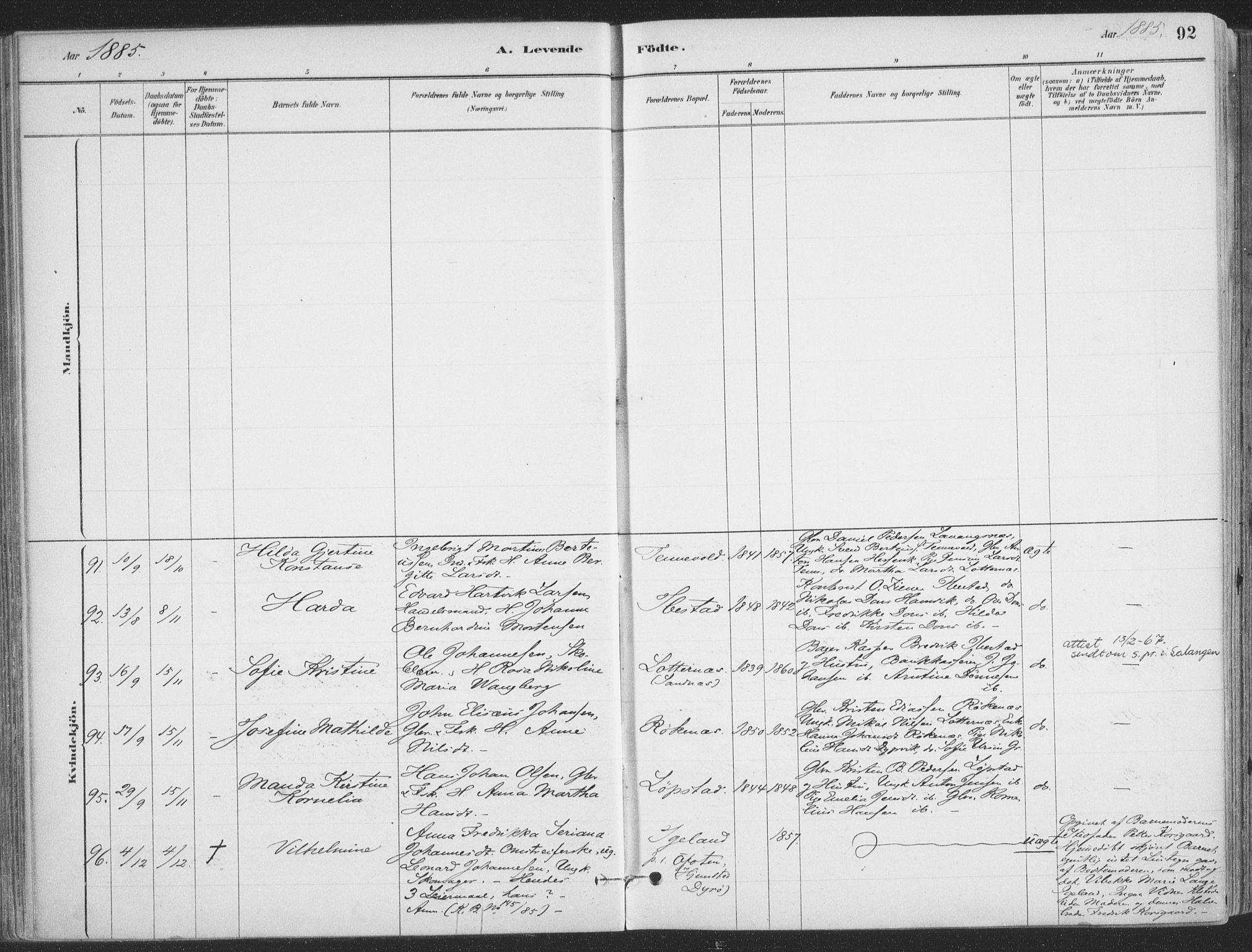 Ibestad sokneprestembete, SATØ/S-0077/H/Ha/Haa/L0011kirke: Parish register (official) no. 11, 1880-1889, p. 92