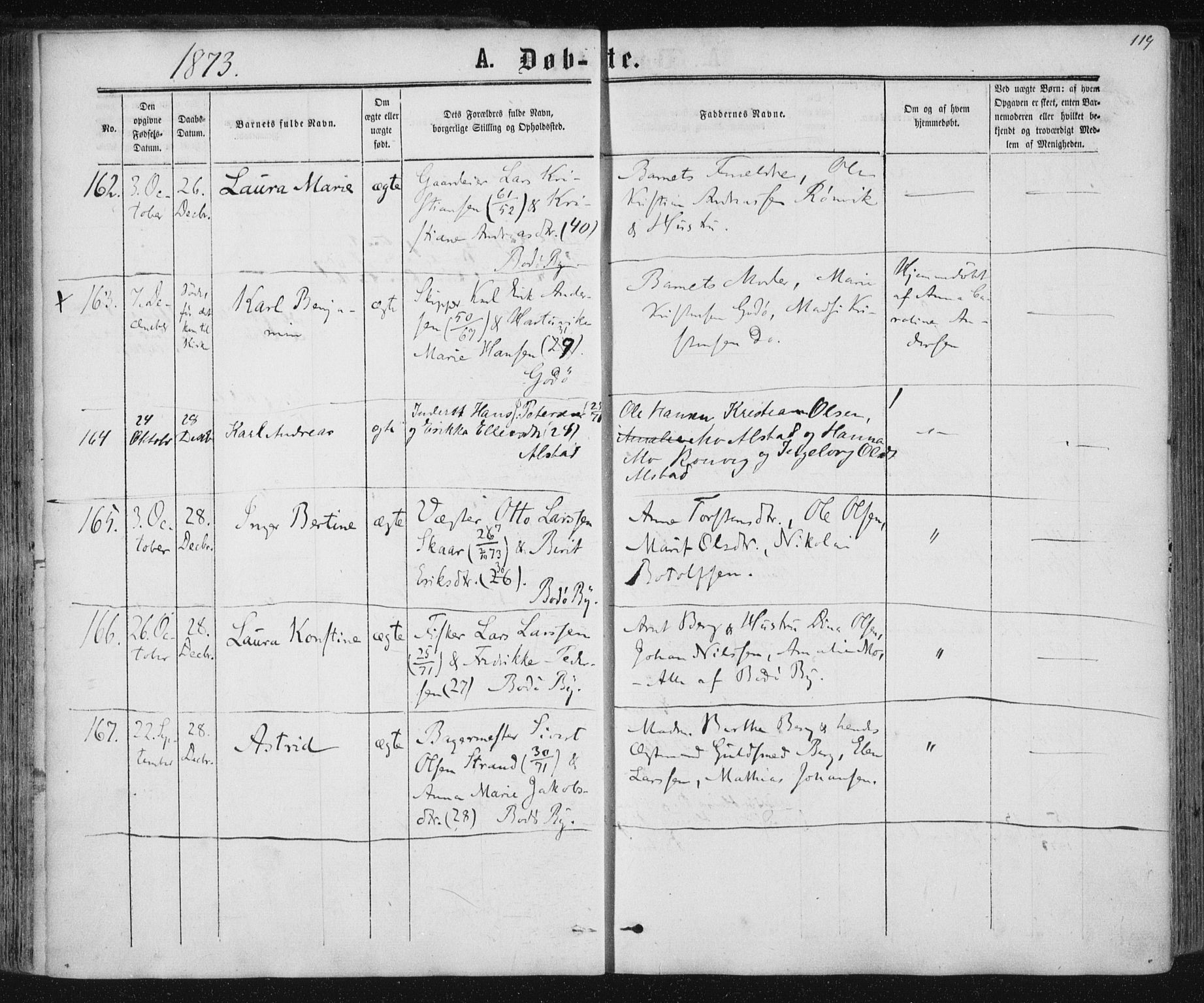 Ministerialprotokoller, klokkerbøker og fødselsregistre - Nordland, SAT/A-1459/801/L0008: Parish register (official) no. 801A08, 1864-1875, p. 119