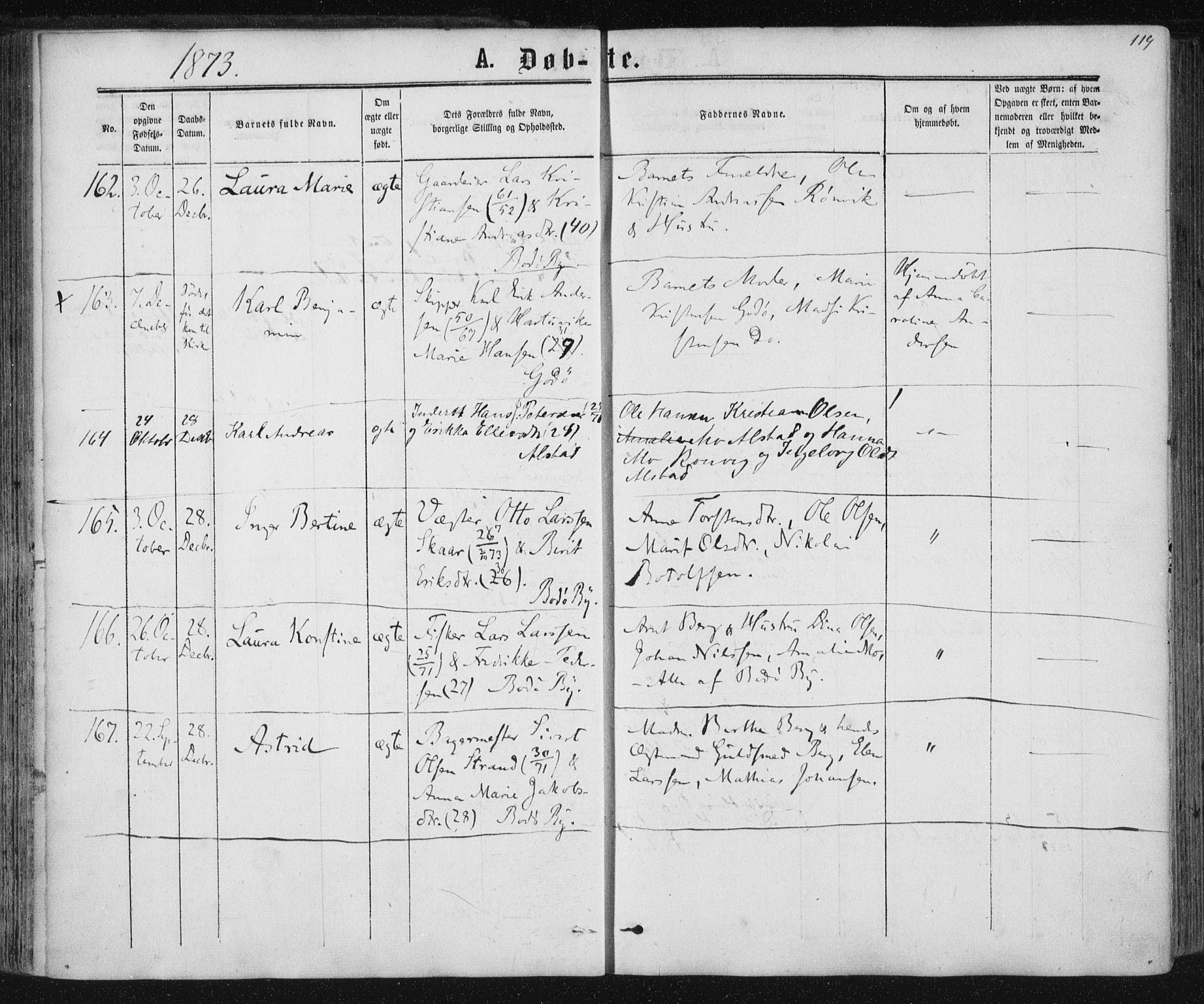 Ministerialprotokoller, klokkerbøker og fødselsregistre - Nordland, AV/SAT-A-1459/801/L0008: Parish register (official) no. 801A08, 1864-1875, p. 119