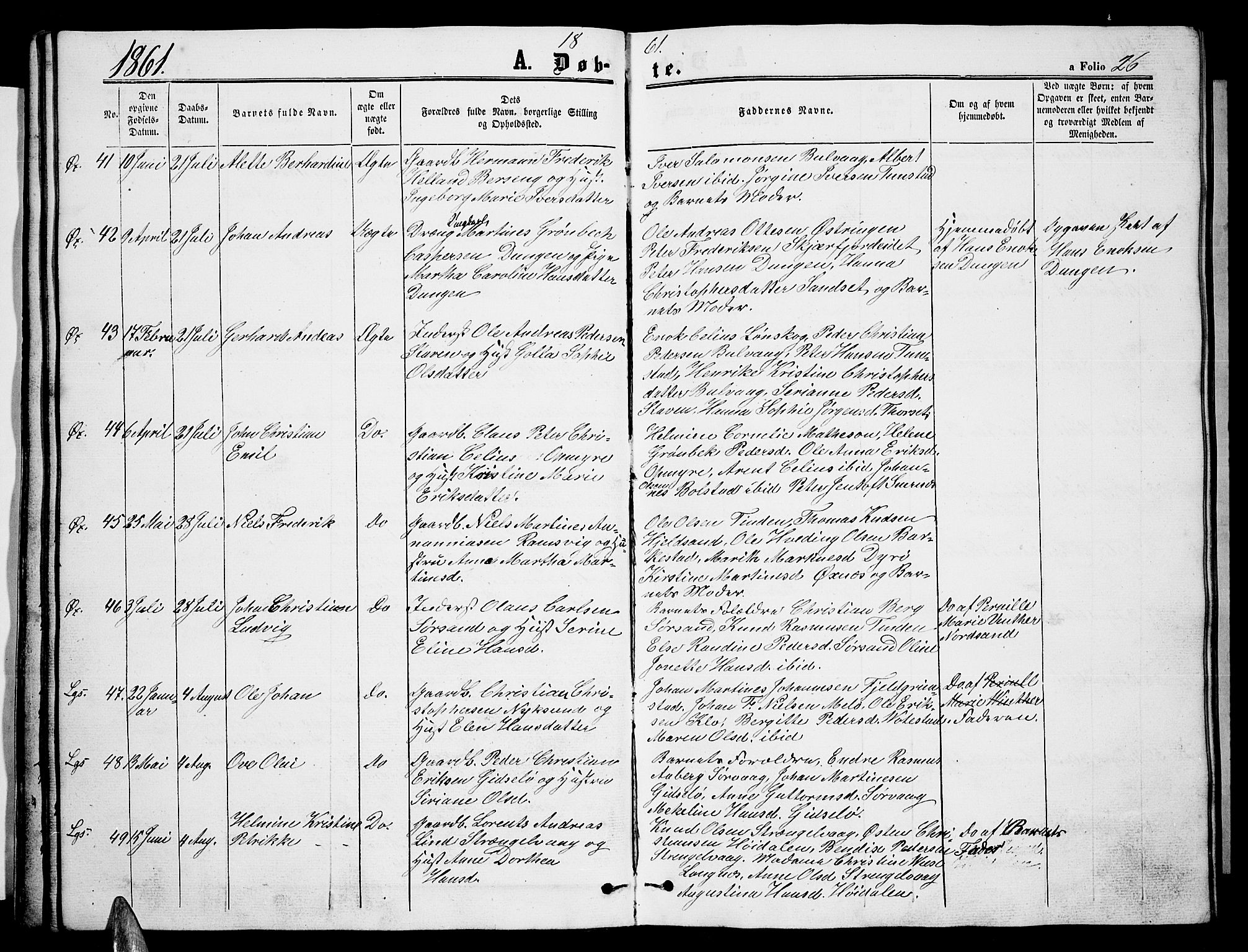 Ministerialprotokoller, klokkerbøker og fødselsregistre - Nordland, SAT/A-1459/893/L1347: Parish register (copy) no. 893C02, 1858-1866, p. 26