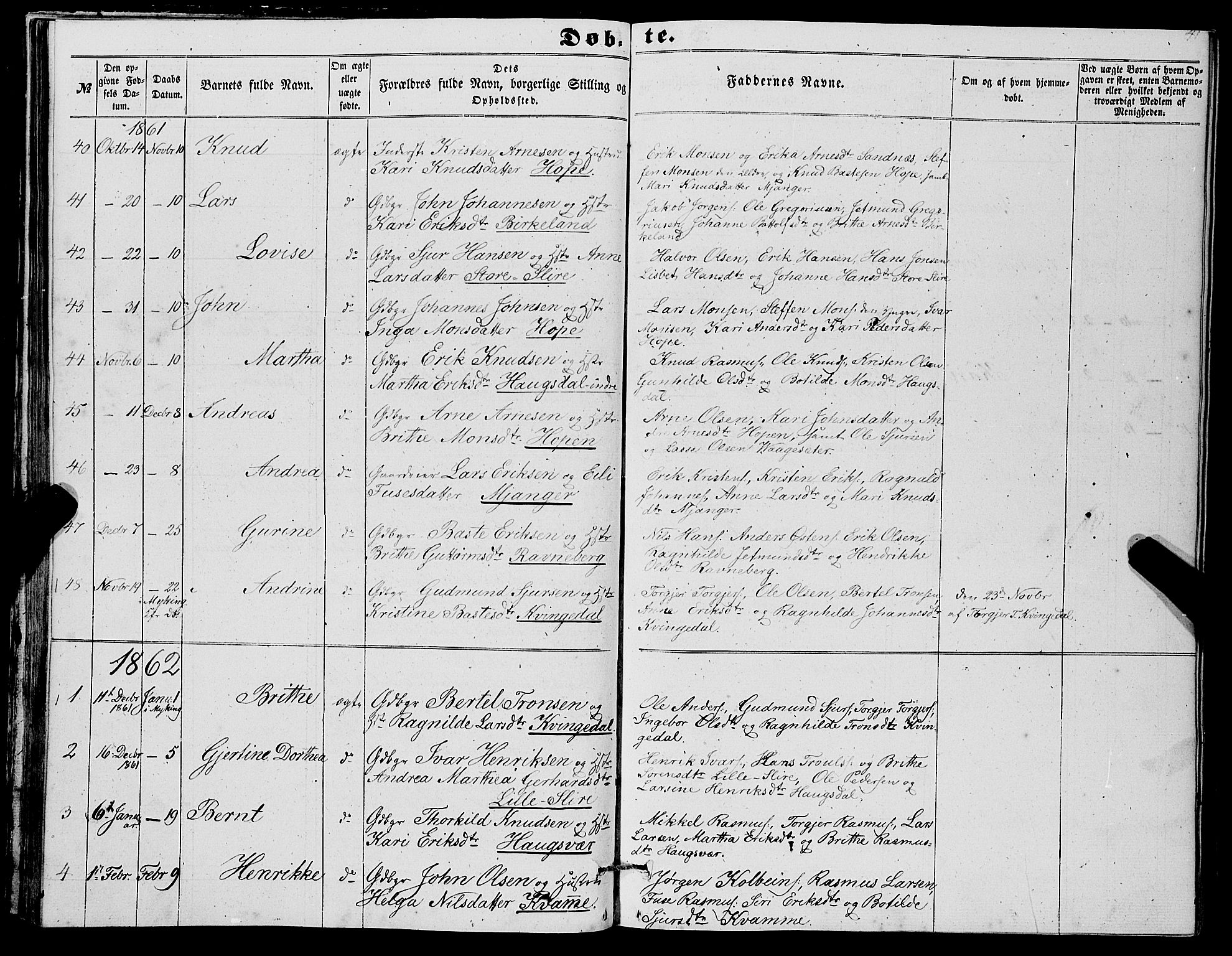 Masfjorden Sokneprestembete, SAB/A-77001: Parish register (copy) no. A 1, 1851-1875, p. 41