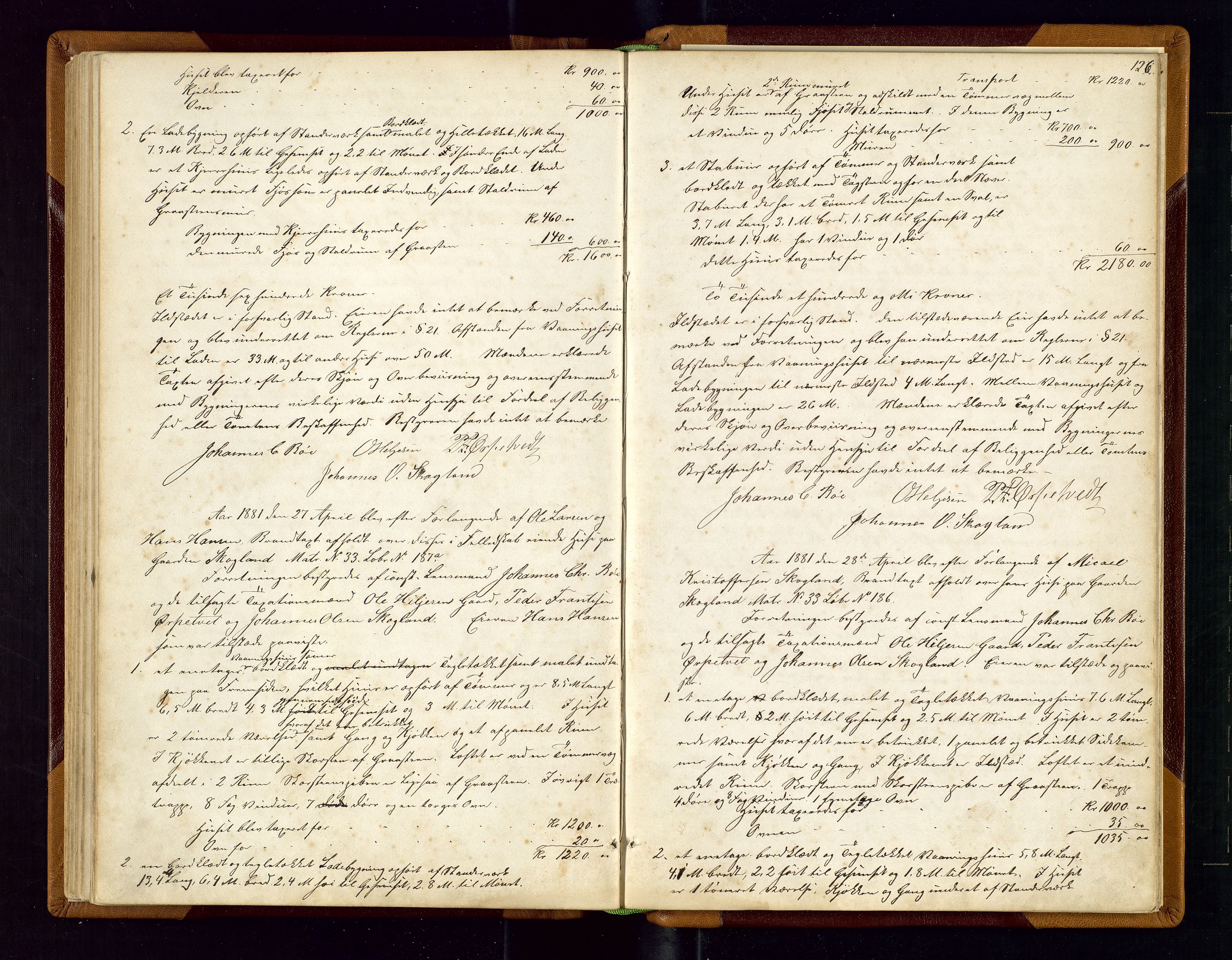 Torvestad lensmannskontor, SAST/A-100307/1/Goa/L0001: "Brandtaxationsprotokol for Torvestad Thinglag", 1867-1883, p. 125b-126a