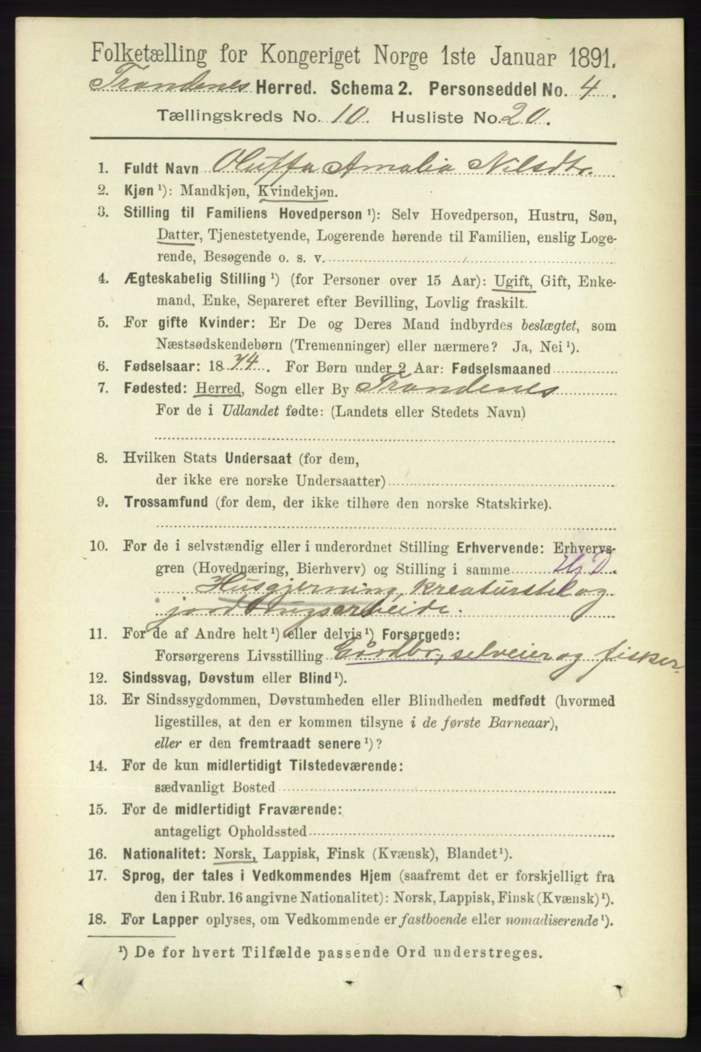 RA, 1891 census for 1914 Trondenes, 1891, p. 7632