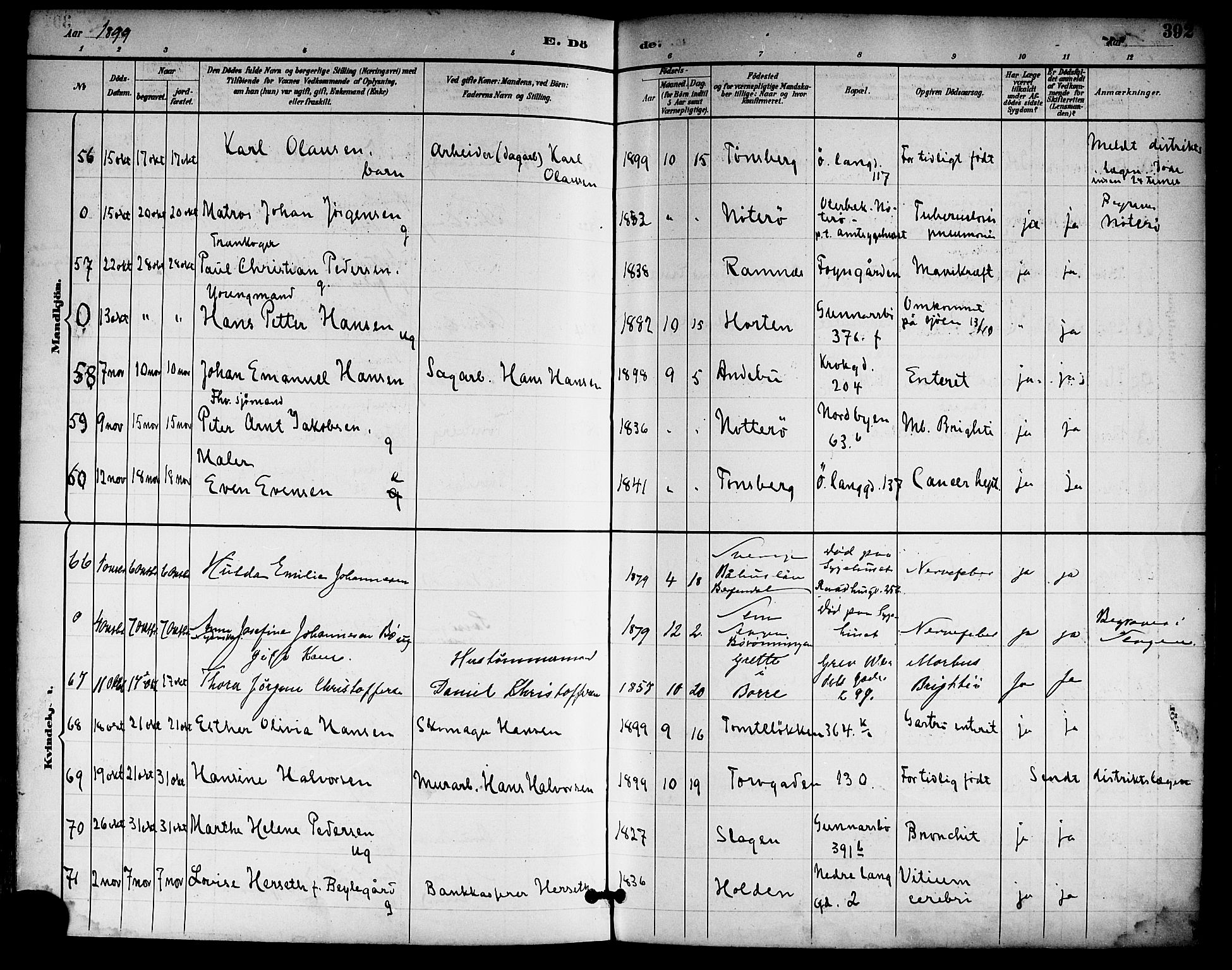 Tønsberg kirkebøker, AV/SAKO-A-330/F/Fa/L0012: Parish register (official) no. I 12, 1891-1899, p. 392