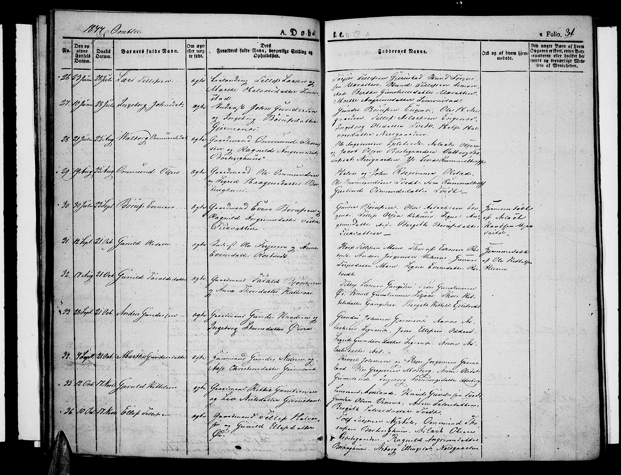 Åmli sokneprestkontor, SAK/1111-0050/F/Fa/Fac/L0007: Parish register (official) no. A 7 /1, 1829-1851, p. 31