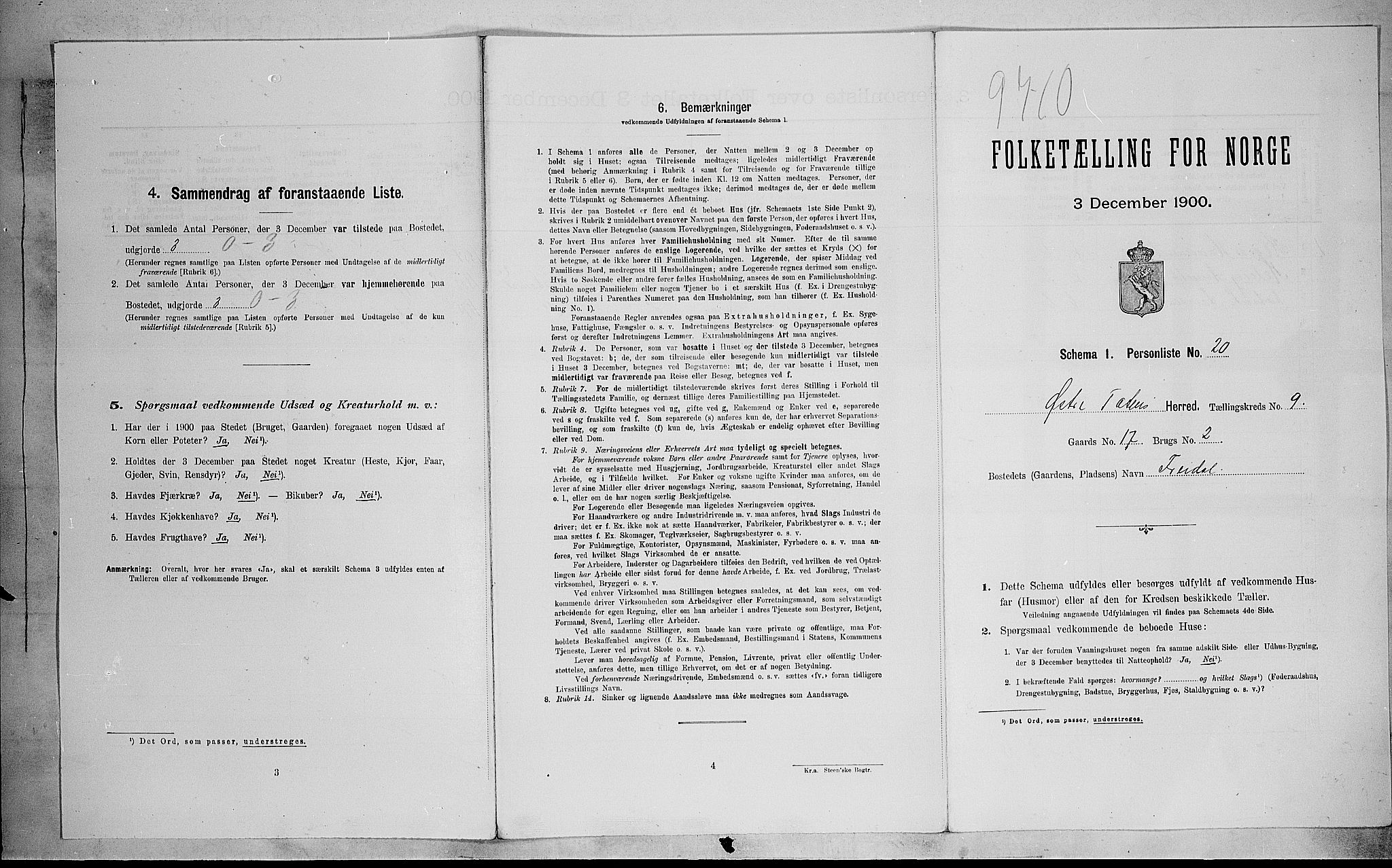 SAH, 1900 census for Østre Toten, 1900, p. 2535