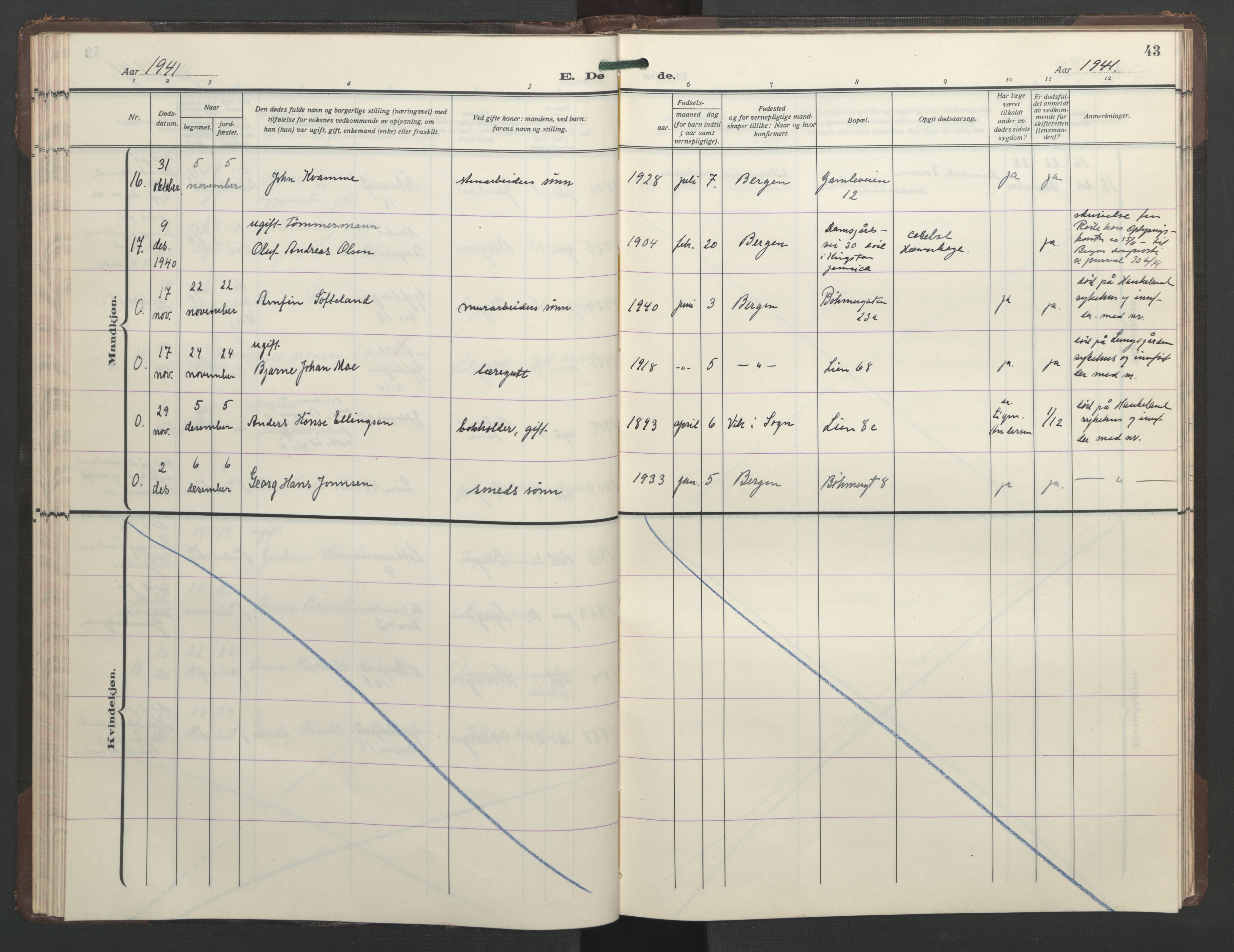 St. Markus sokneprestembete, AV/SAB-A-99935: Parish register (copy) no. D 1, 1928-1961, p. 42b-43a