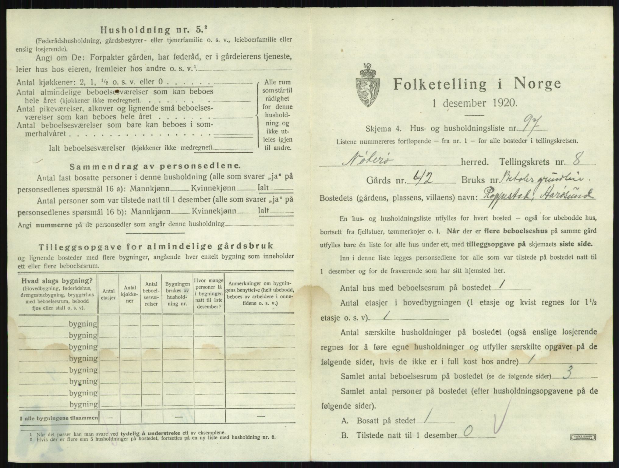 SAKO, 1920 census for Nøtterøy, 1920, p. 1695