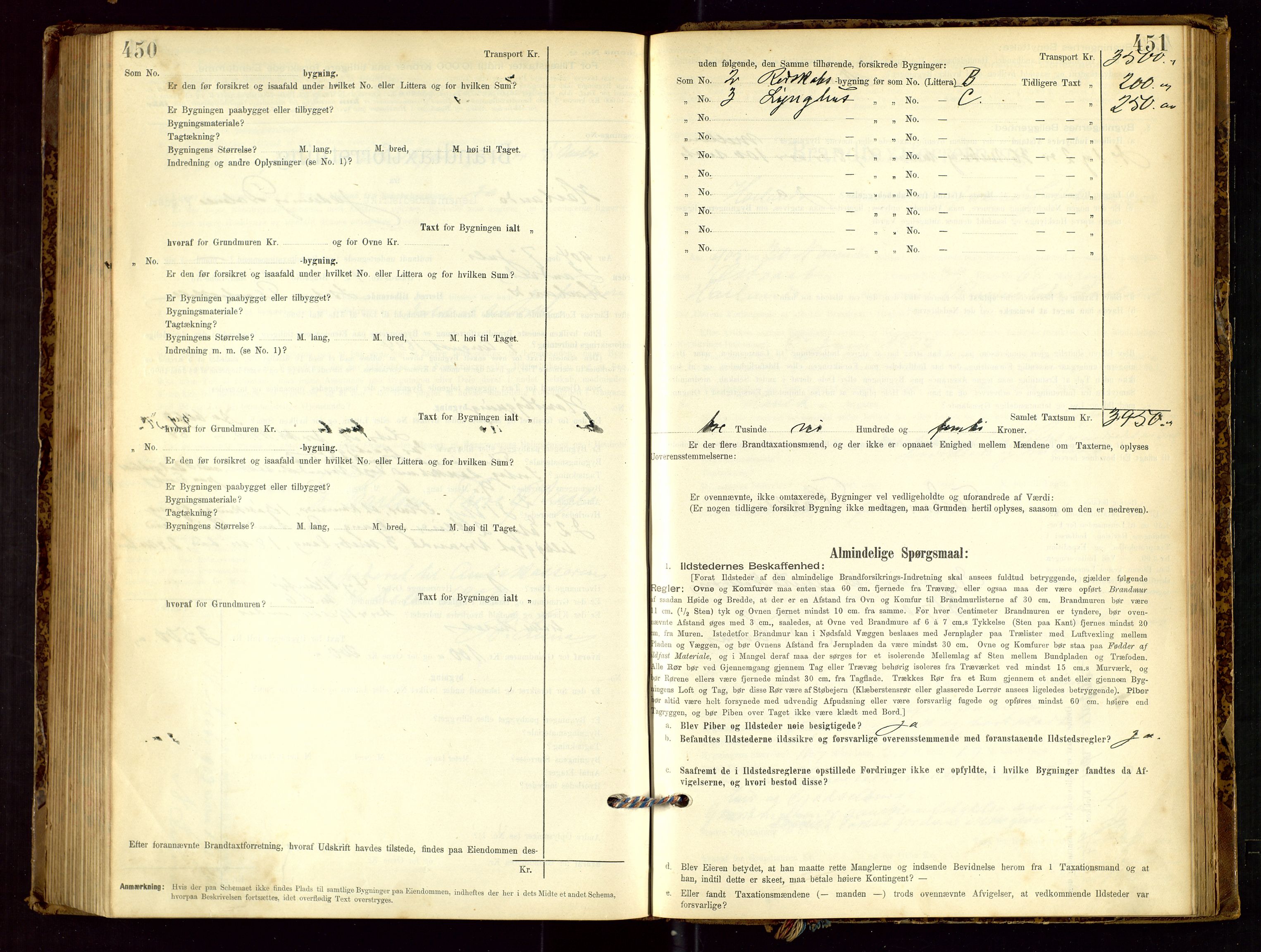 Høyland/Sandnes lensmannskontor, AV/SAST-A-100166/Gob/L0001: "Brandtaxtprotokol", 1890-1913, p. 450-451