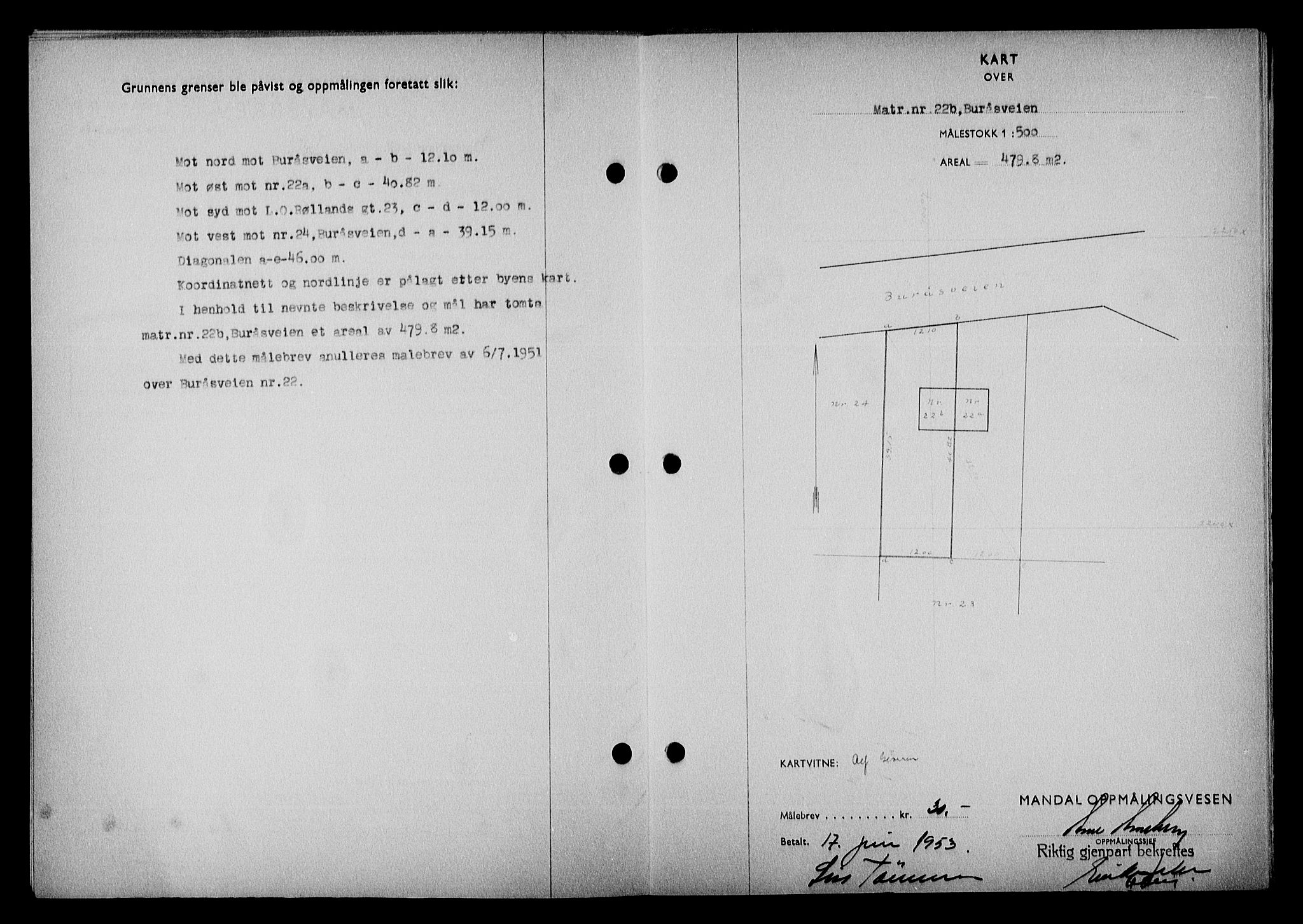 Mandal sorenskriveri, SAK/1221-0005/001/G/Gb/Gba/L0087: Mortgage book no. A-24, 1953-1953, Diary no: : 848/1953