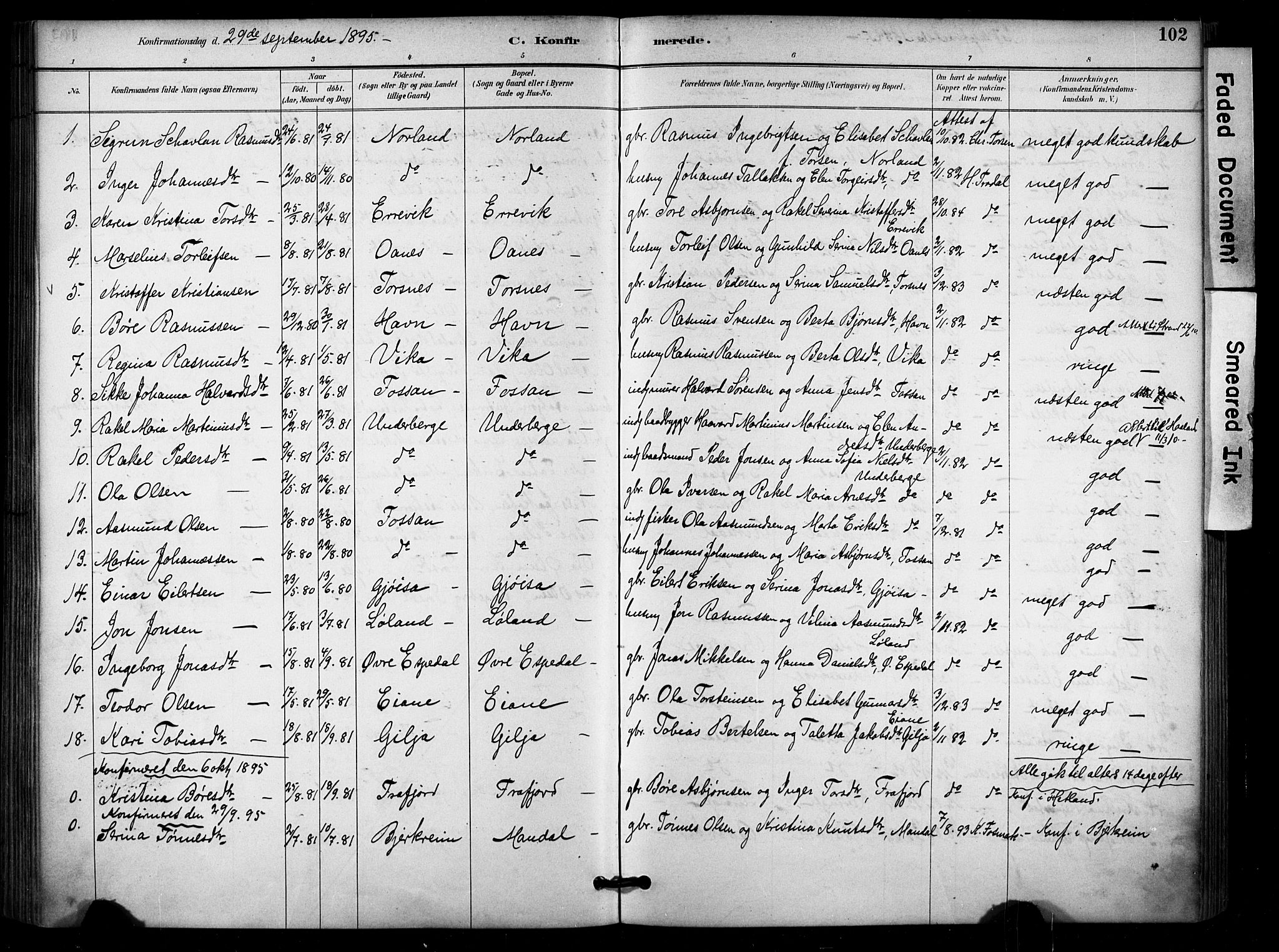 Høgsfjord sokneprestkontor, SAST/A-101624/H/Ha/Haa/L0006: Parish register (official) no. A 6, 1885-1897, p. 102