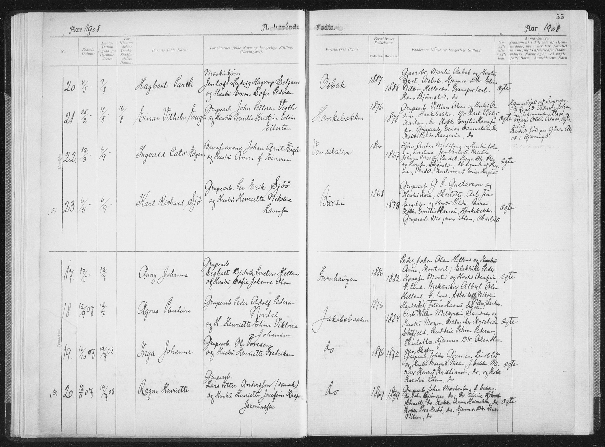 Ministerialprotokoller, klokkerbøker og fødselsregistre - Nordland, AV/SAT-A-1459/850/L0711: Curate's parish register no. 850B01, 1902-1915, p. 55