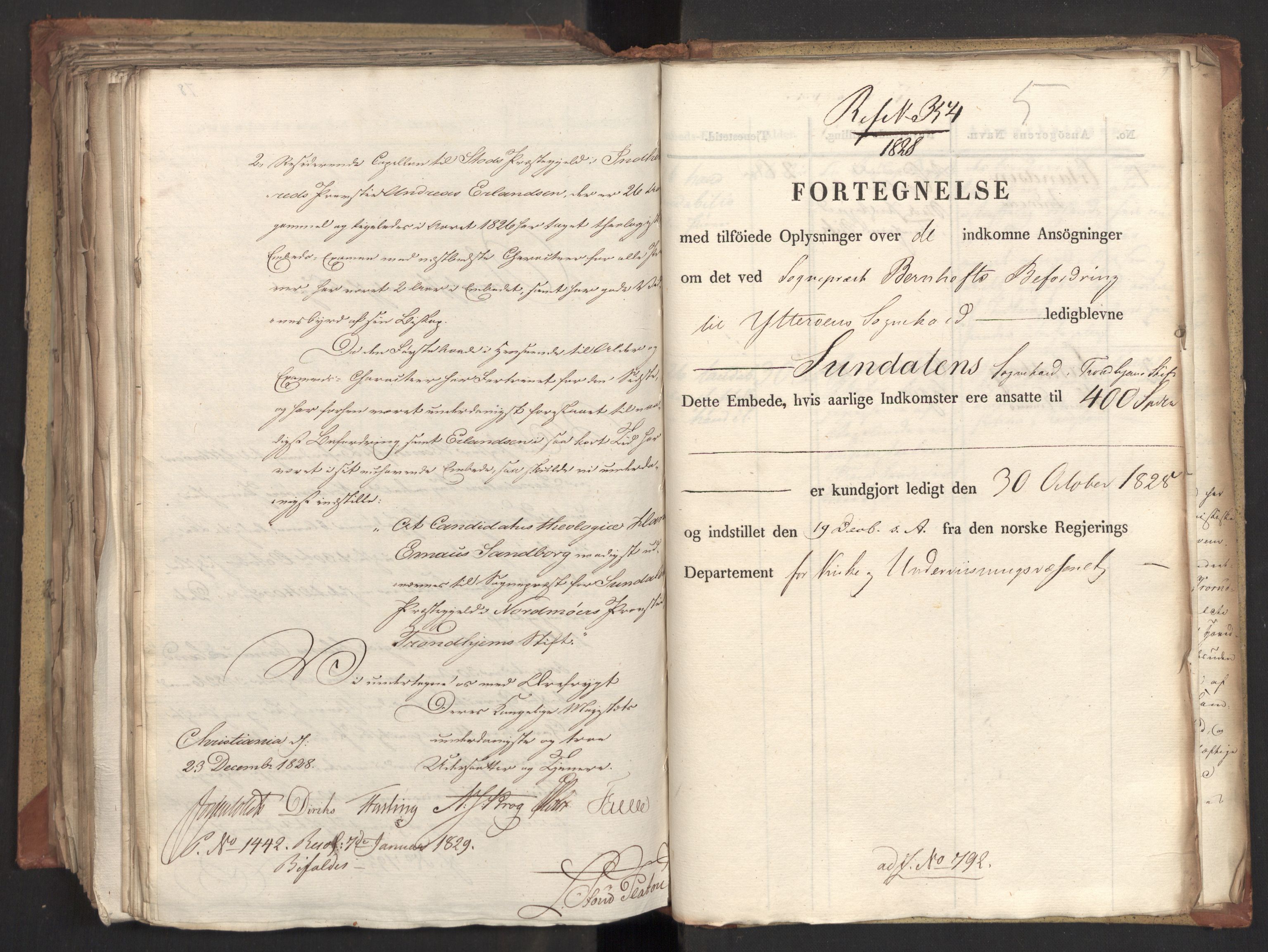 Statsrådsavdelingen i Stockholm, RA/S-1003/D/Da/L0057: Regjeringsinnstillinger nr. 651-807, 1828, p. 419