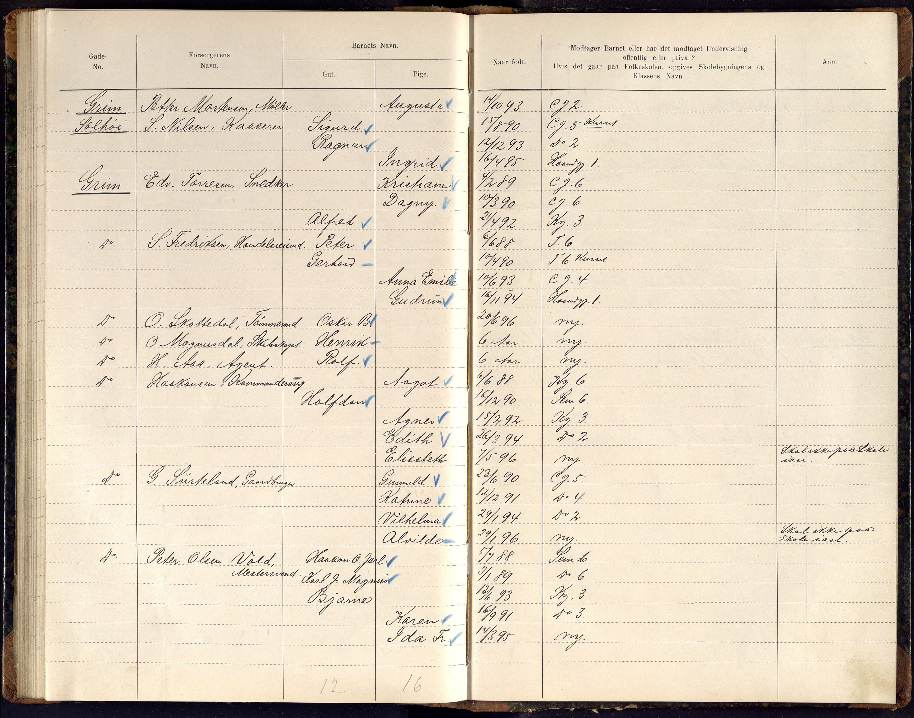 Kristiansand By - Skolekommisjonen/ -Styret, ARKSOR/1001KG510/J/Jb/L0011: Barnetelling, 1902, p. 193-194