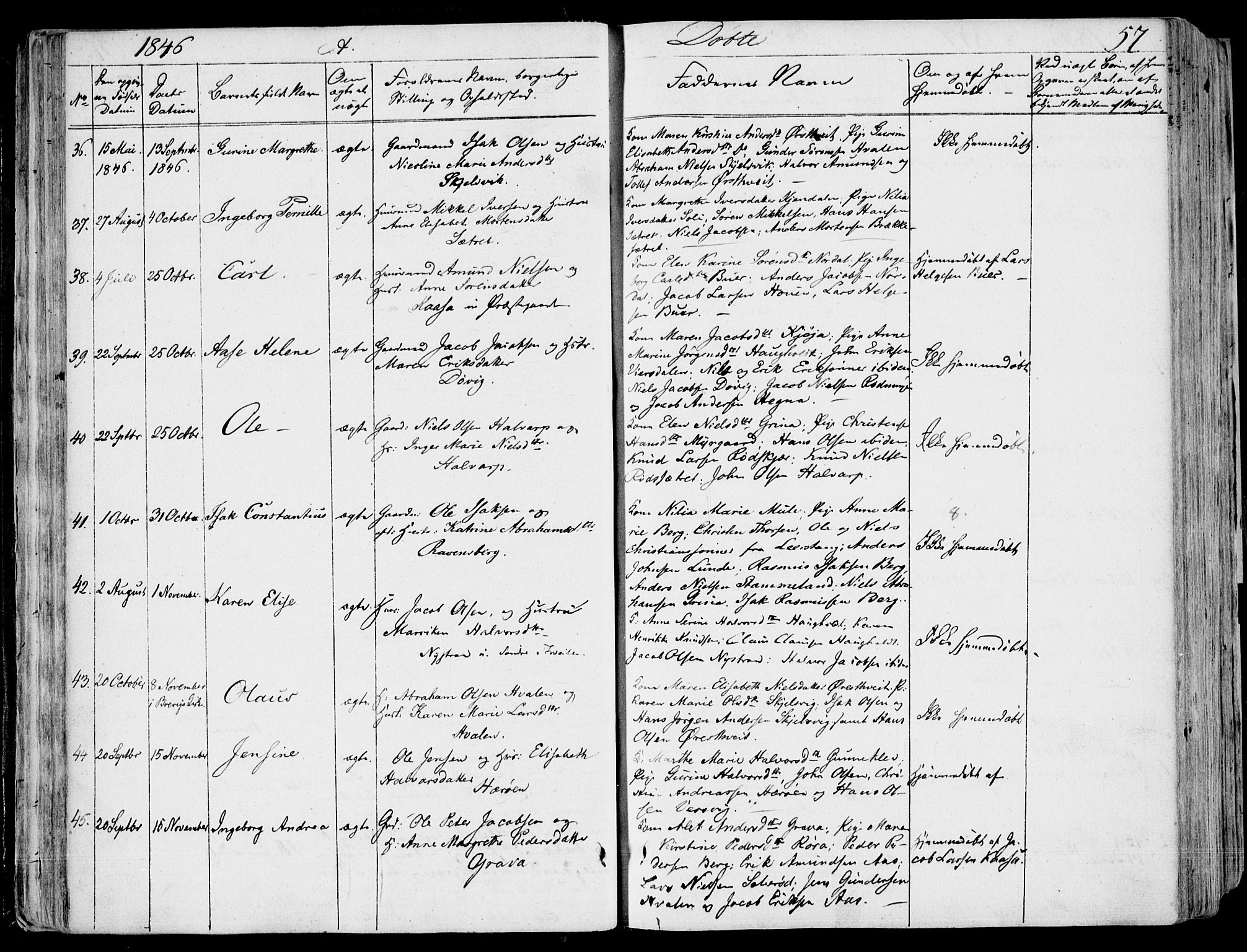 Eidanger kirkebøker, SAKO/A-261/F/Fa/L0008: Parish register (official) no. 8, 1831-1858, p. 57