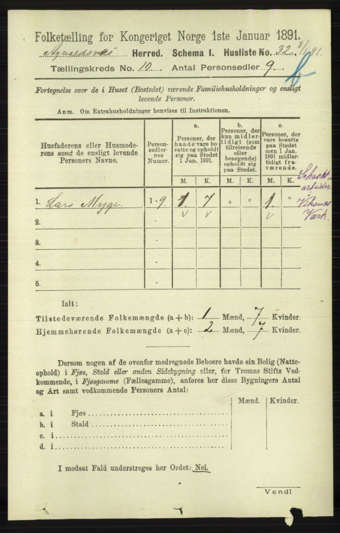 RA, 1891 census for 1147 Avaldsnes, 1891, p. 5786