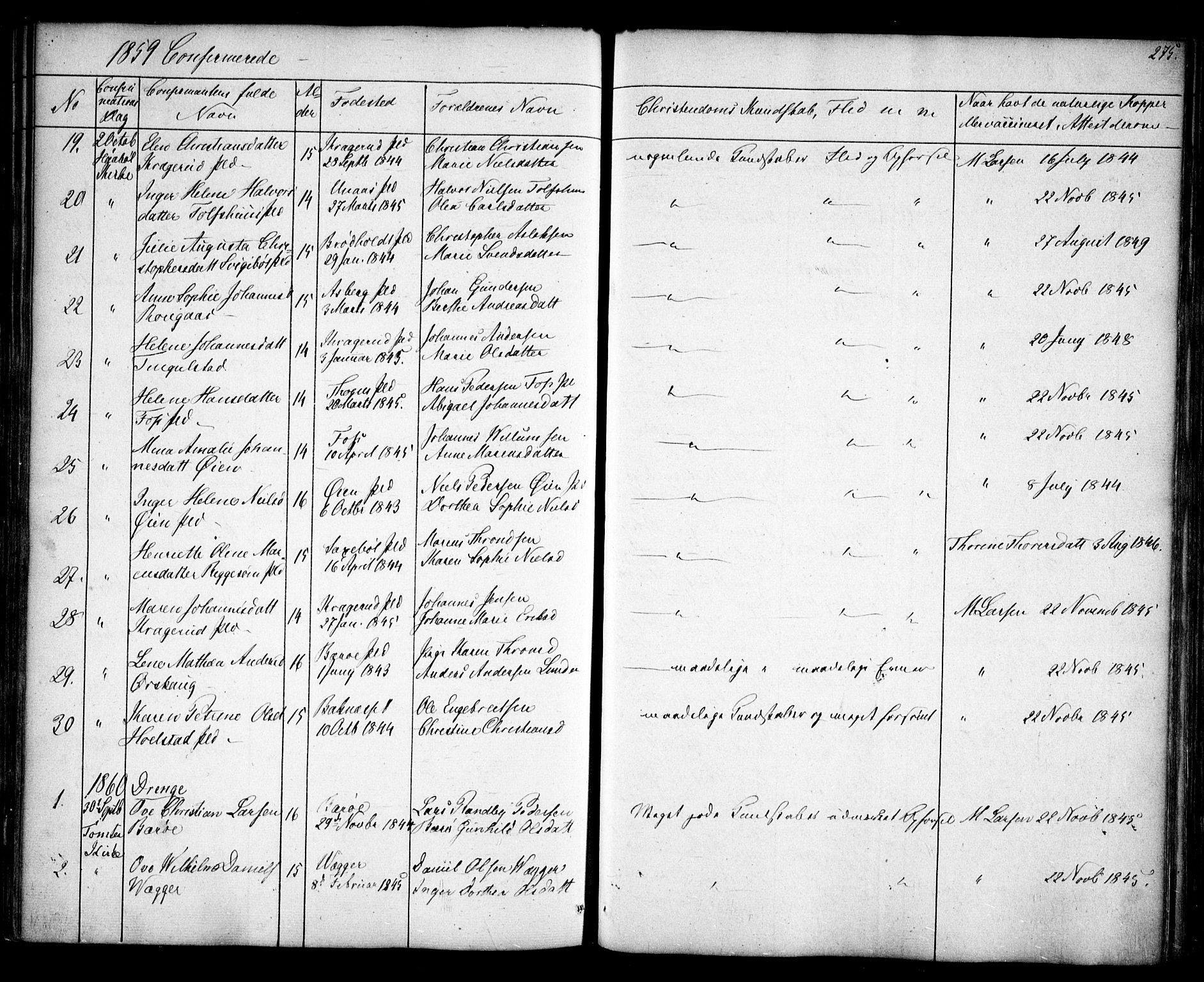 Hobøl prestekontor Kirkebøker, SAO/A-2002/F/Fa/L0003: Parish register (official) no. I 3, 1842-1864, p. 275