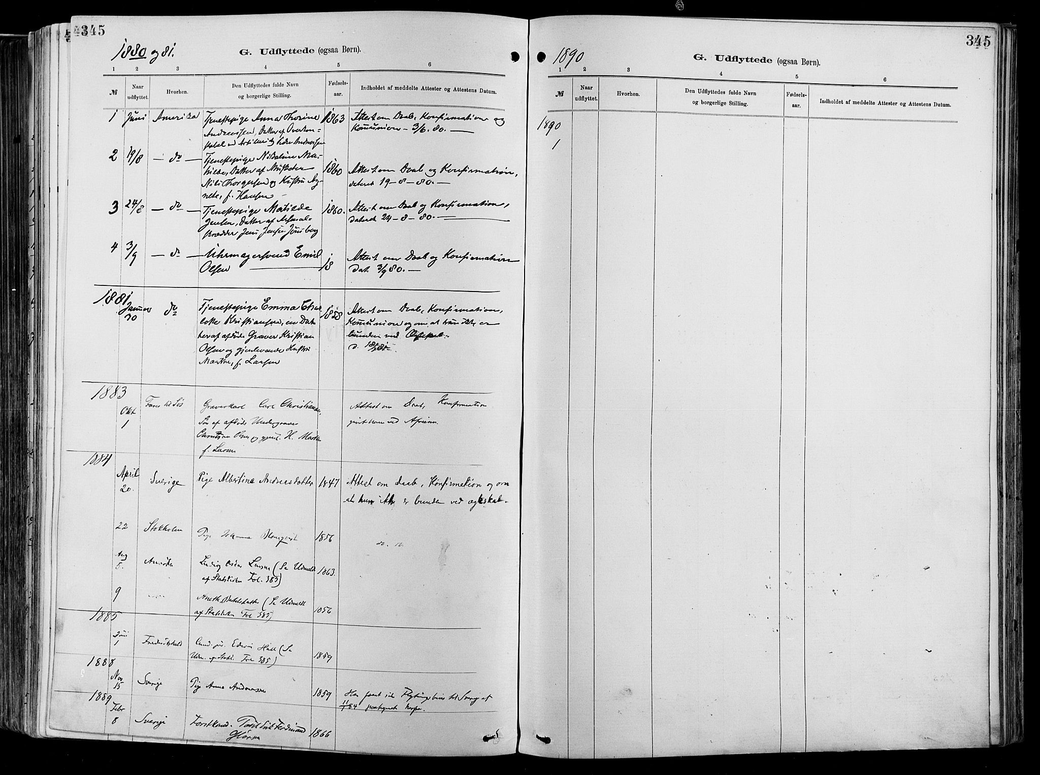 Garnisonsmenigheten Kirkebøker, AV/SAO-A-10846/F/Fa/L0012: Parish register (official) no. 12, 1880-1893, p. 345