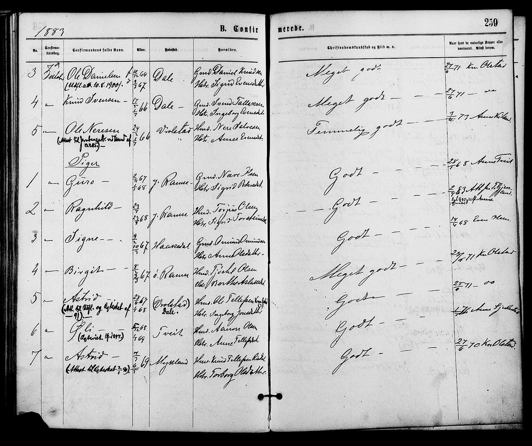 Åmli sokneprestkontor, SAK/1111-0050/F/Fa/Fac/L0009: Parish register (official) no. A 9 /3, 1869-1884, p. 259