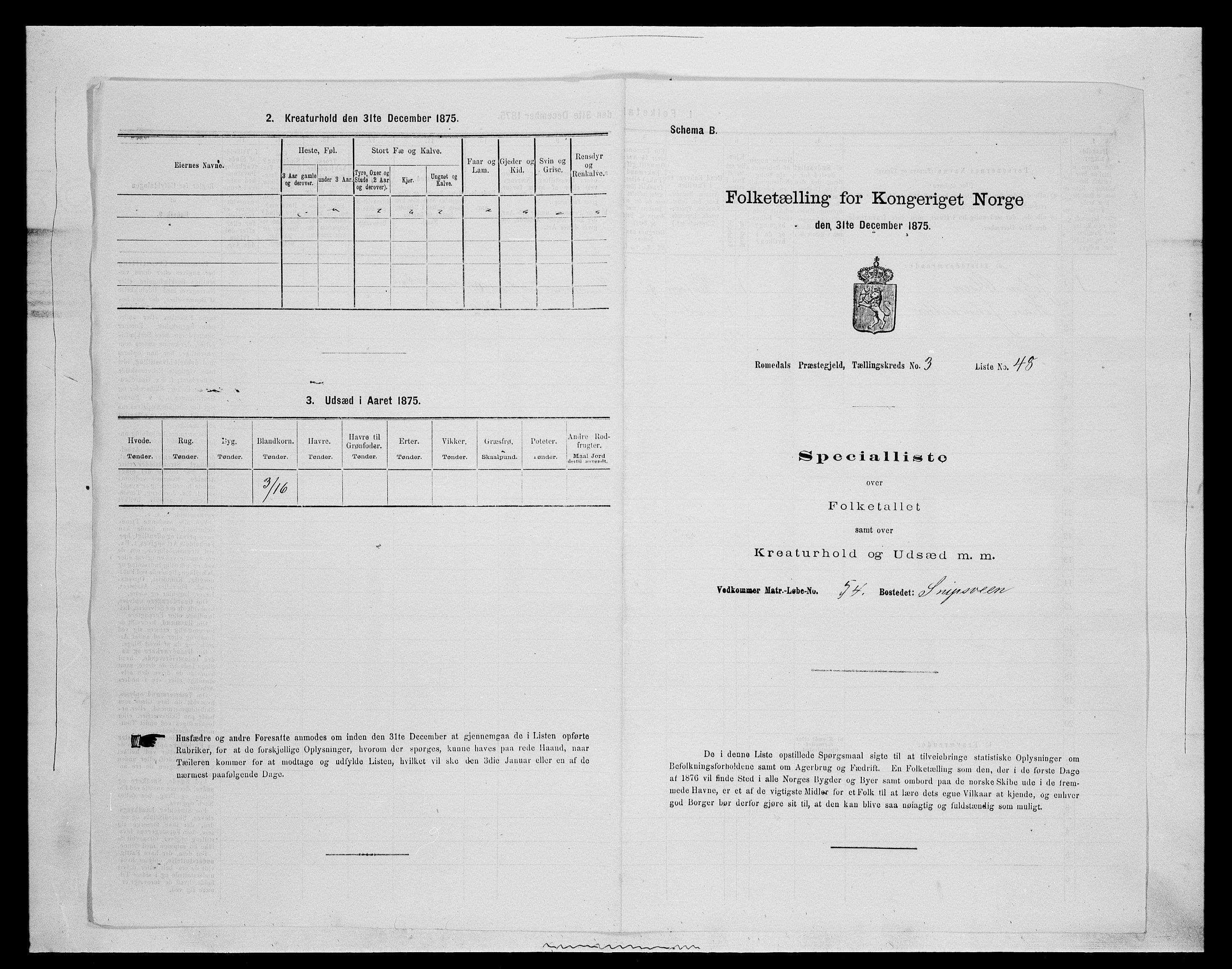 SAH, 1875 census for 0416P Romedal, 1875, p. 543