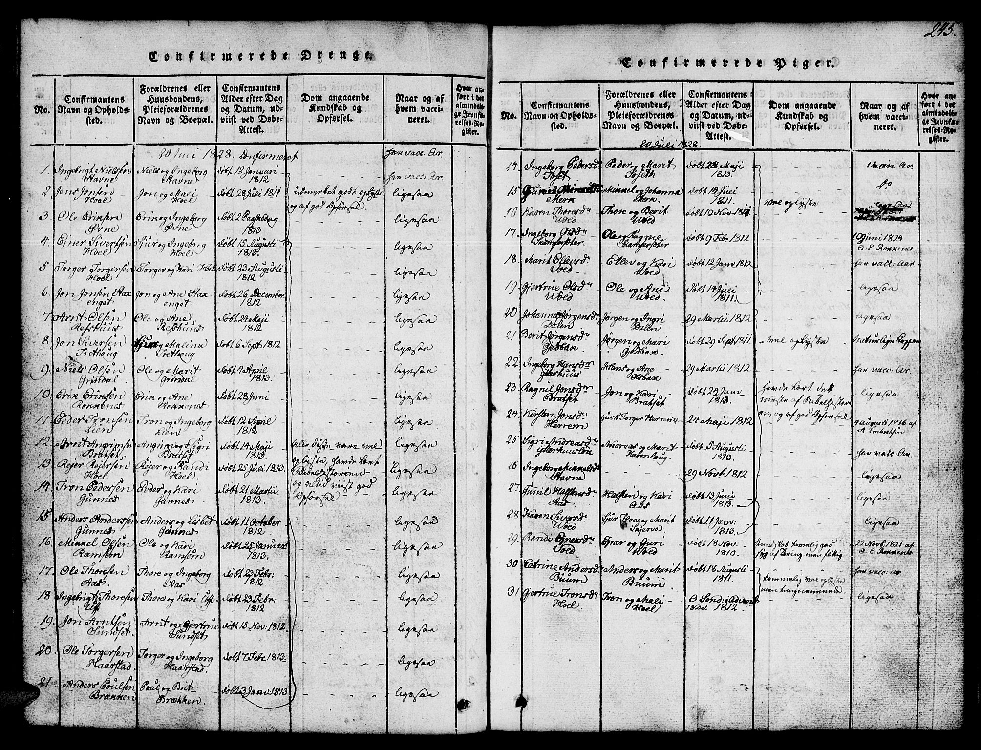 Ministerialprotokoller, klokkerbøker og fødselsregistre - Sør-Trøndelag, SAT/A-1456/674/L0874: Parish register (copy) no. 674C01, 1816-1860, p. 245