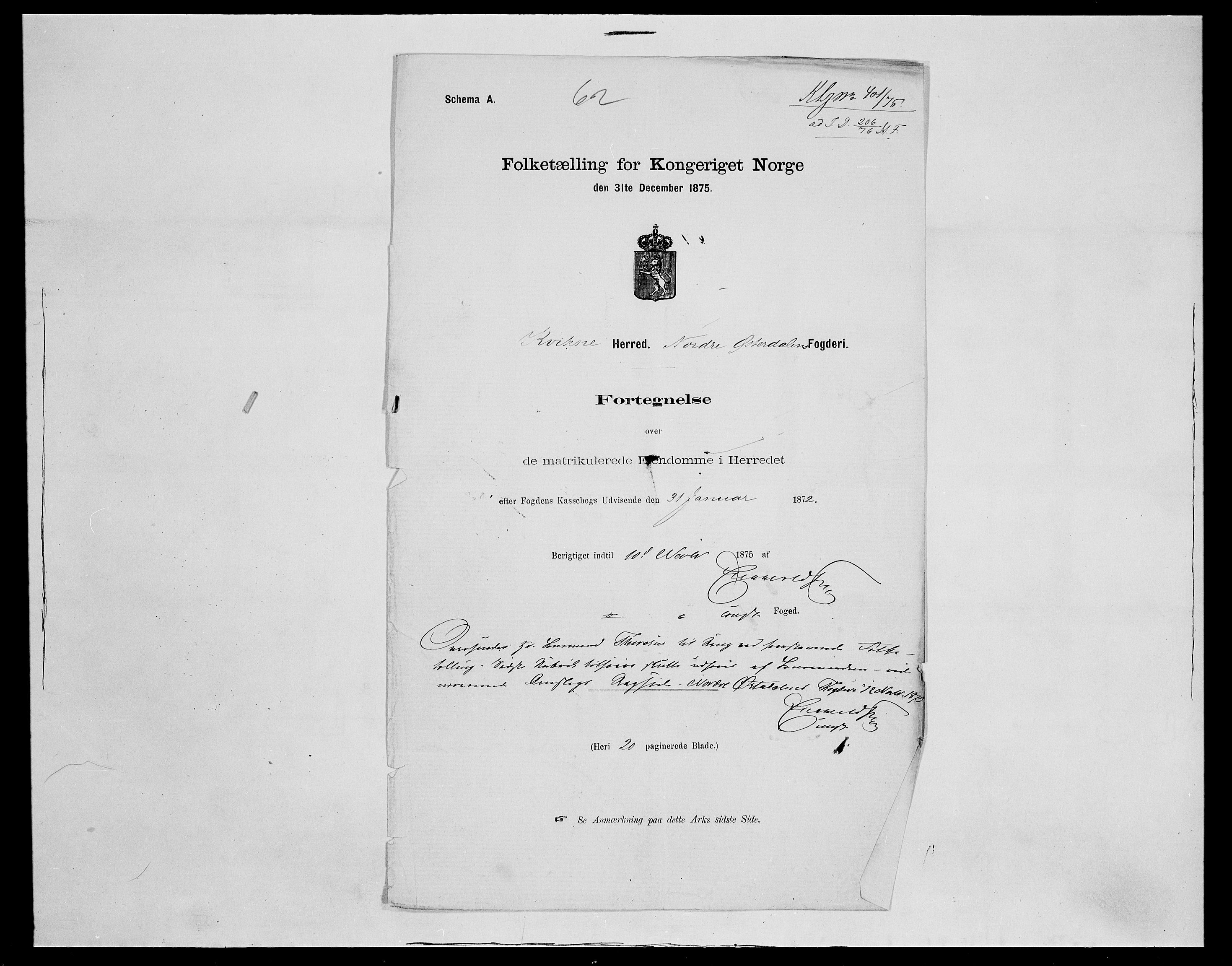 SAH, 1875 census for 0440P Kvikne, 1875, p. 25