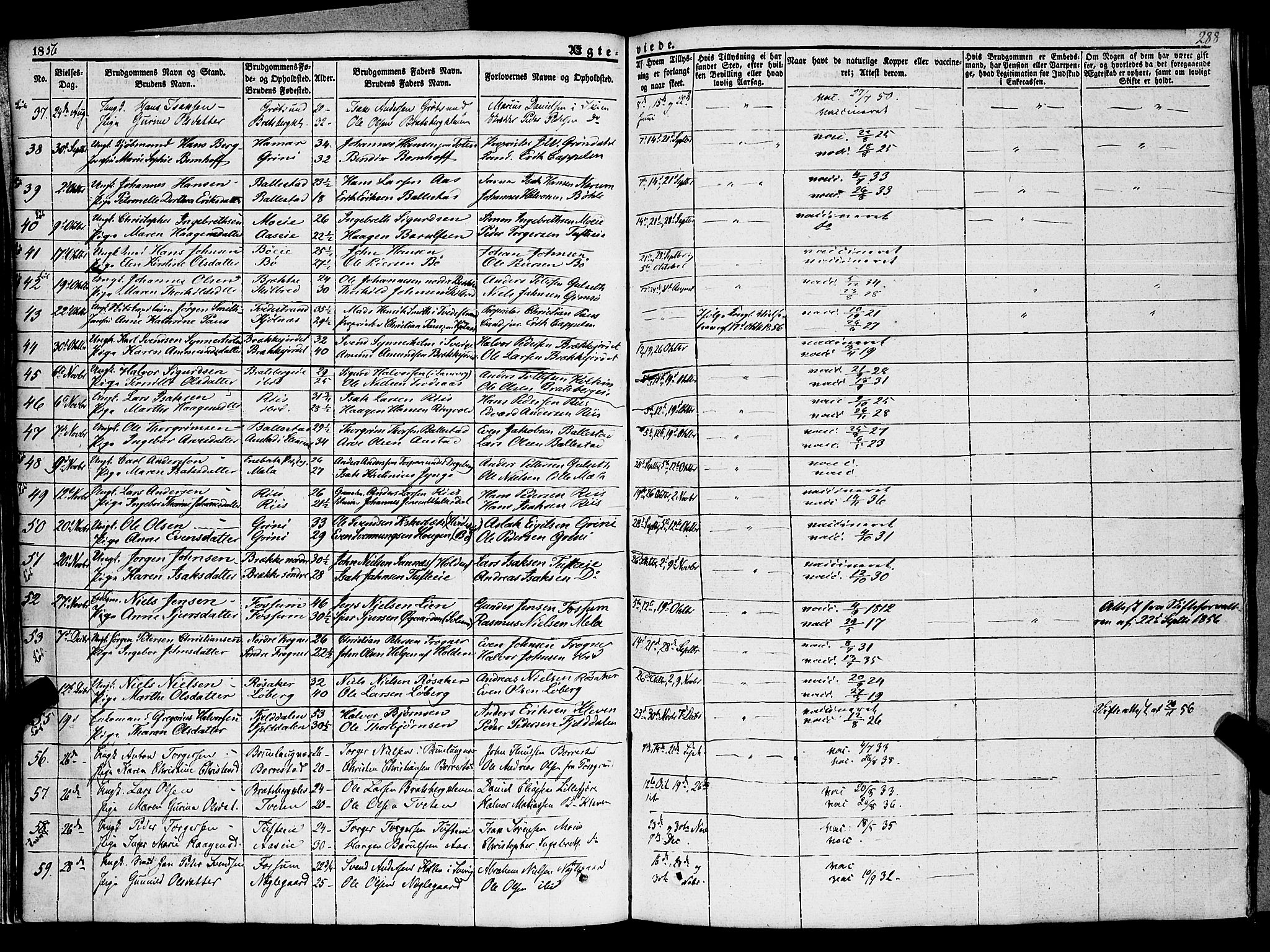 Gjerpen kirkebøker, AV/SAKO-A-265/F/Fa/L0007b: Parish register (official) no. I 7B, 1834-1857, p. 288