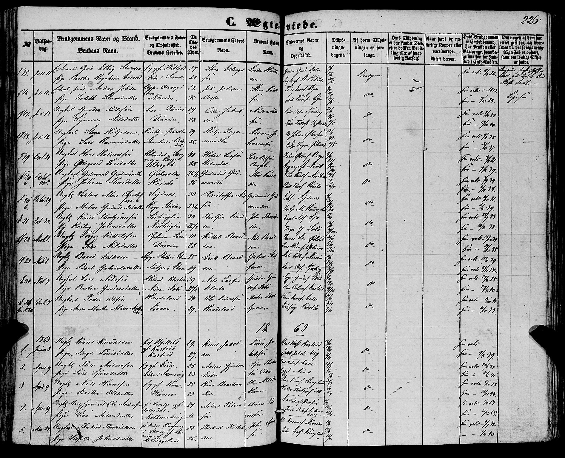 Fjelberg sokneprestembete, SAB/A-75201/H/Haa: Parish register (official) no. A 7, 1851-1867, p. 226