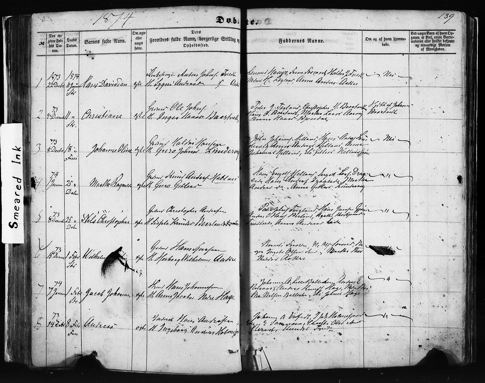 Fusa sokneprestembete, AV/SAB-A-75401/H/Haa: Parish register (official) no. A 1I, 1855-1879, p. 139