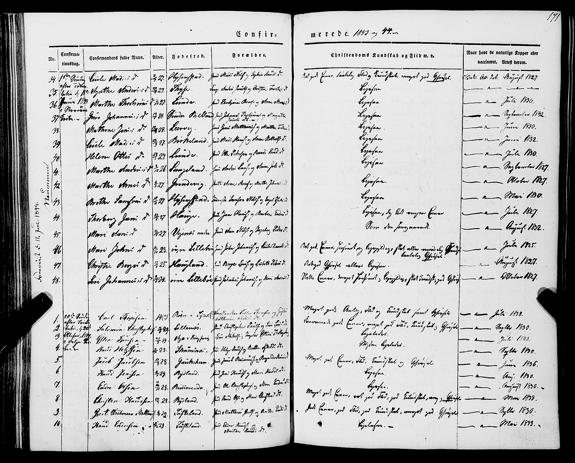 Stord sokneprestembete, SAB/A-78201/H/Haa: Parish register (official) no. A 7, 1841-1861, p. 171