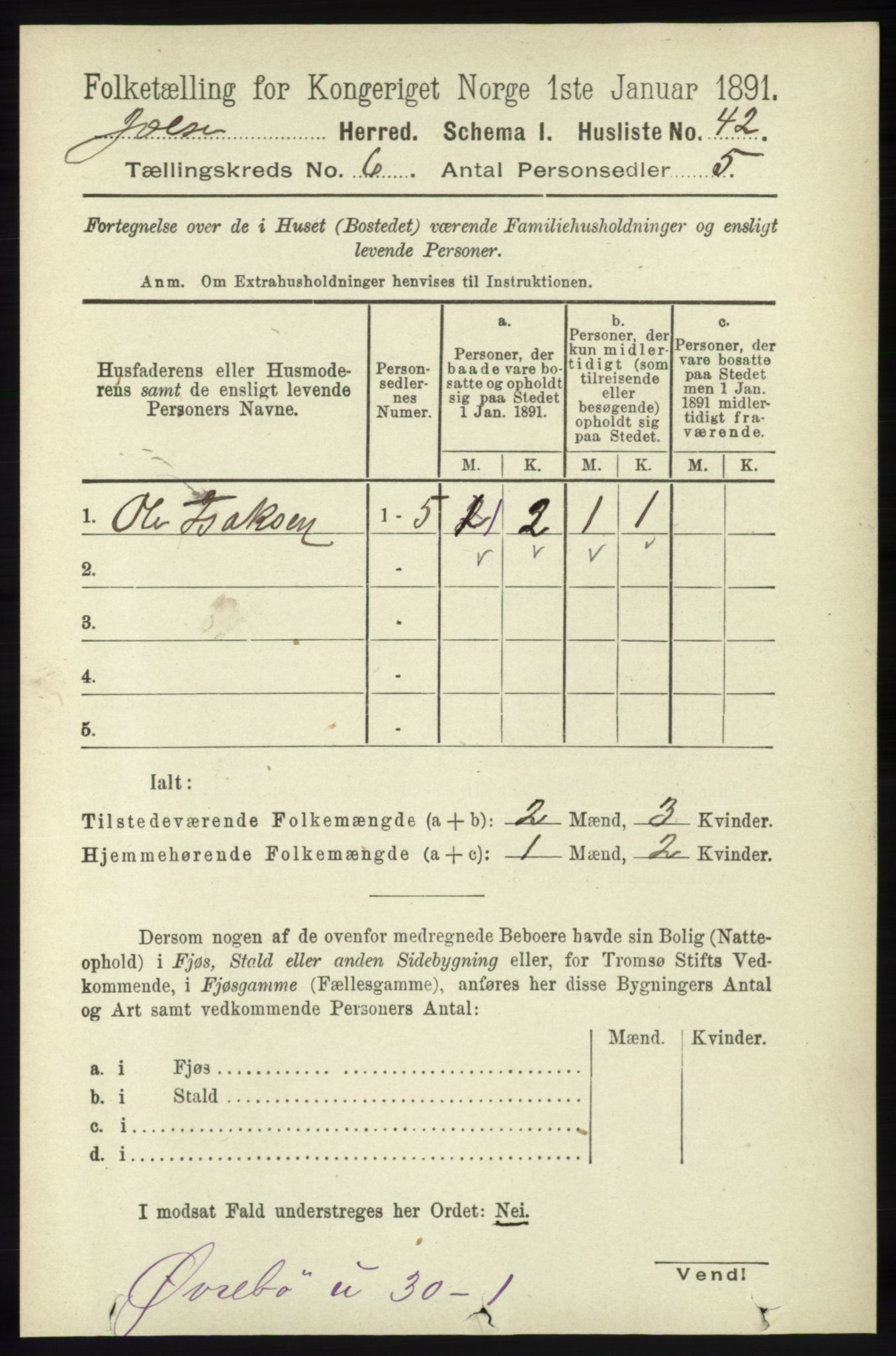 RA, 1891 census for 1138 Jelsa, 1891, p. 1196