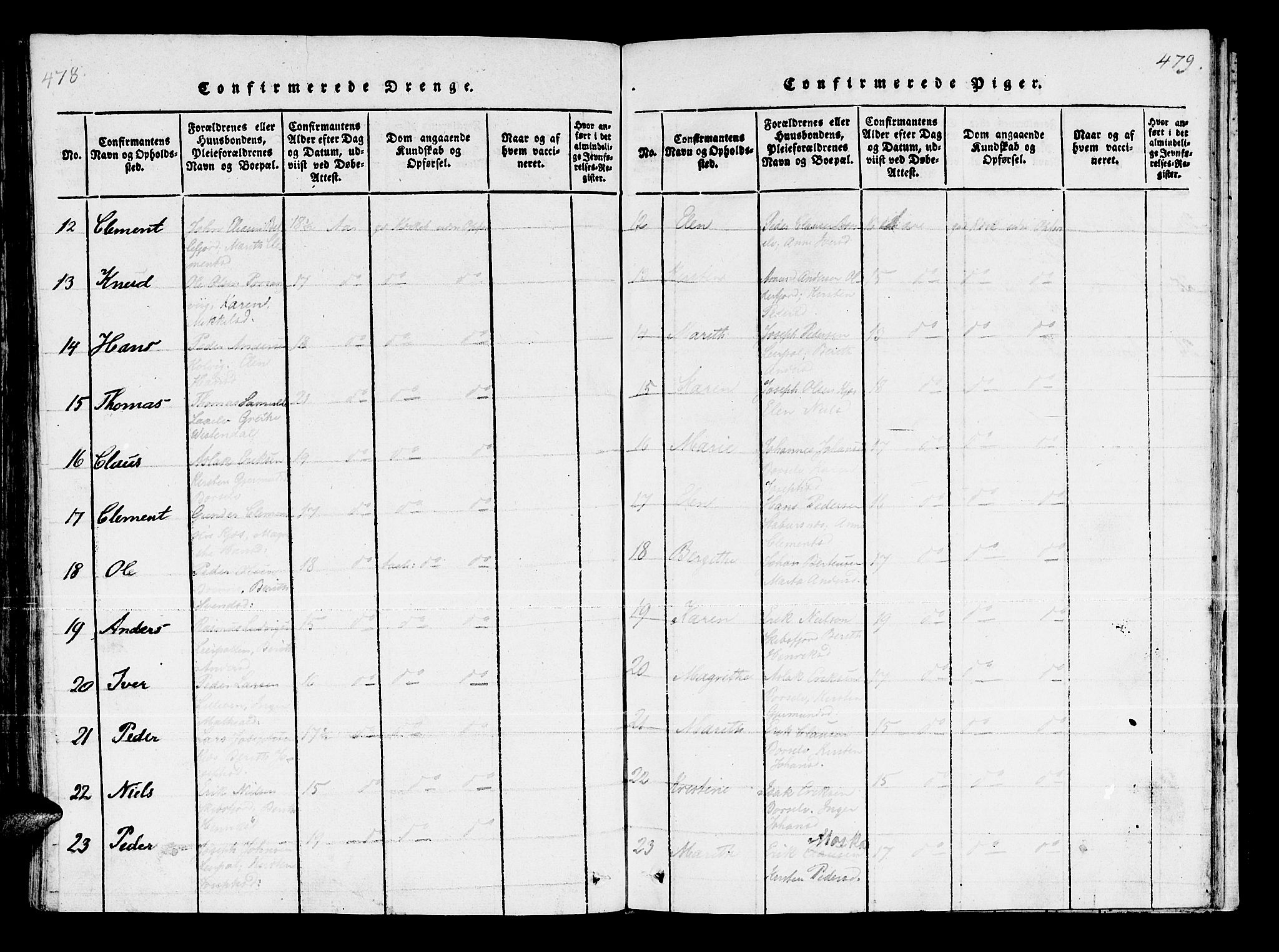 Kistrand/Porsanger sokneprestembete, AV/SATØ-S-1351/H/Ha/L0003.kirke: Parish register (official) no. 3, 1825-1842, p. 478-479