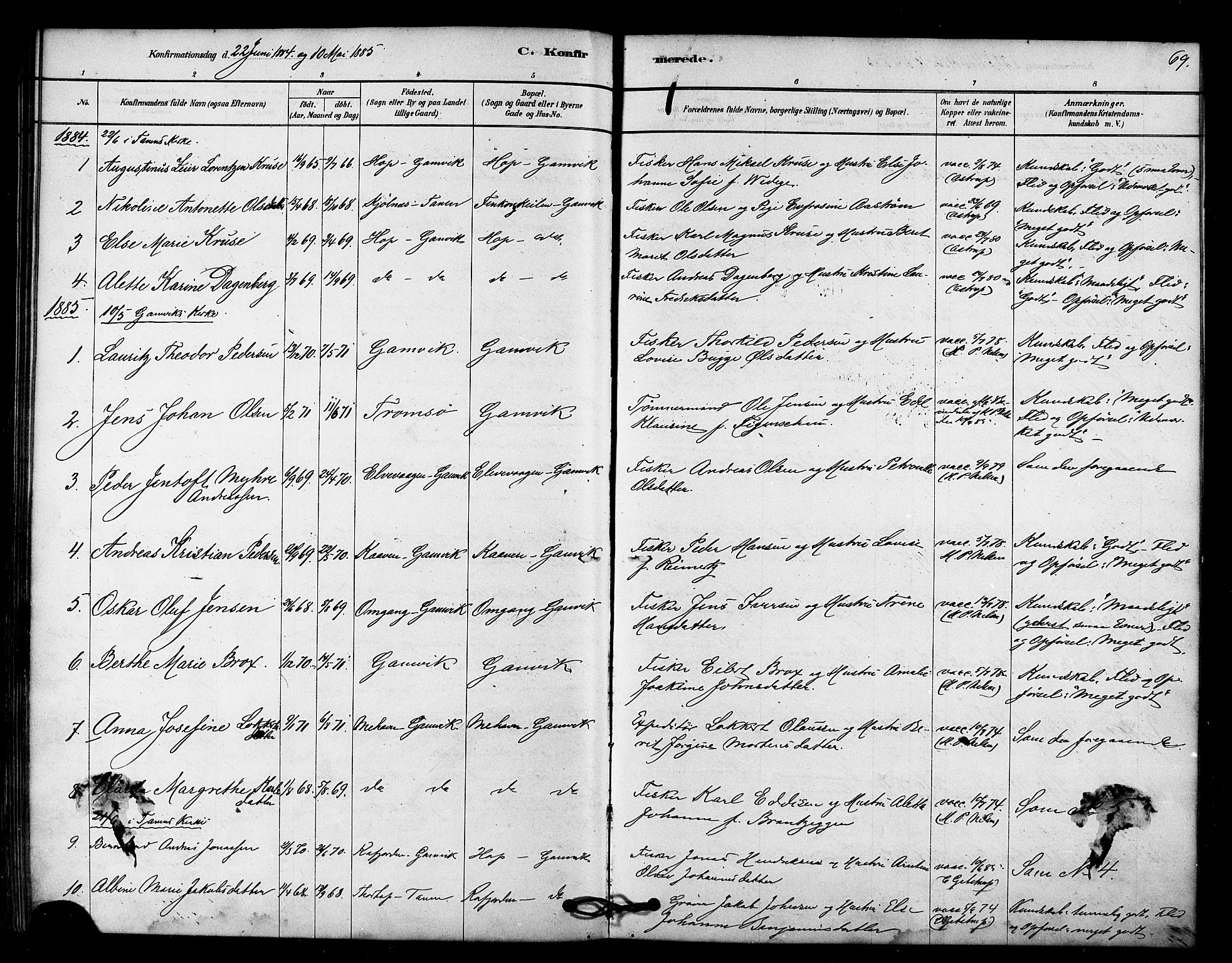 Tana sokneprestkontor, SATØ/S-1334/H/Ha/L0003kirke: Parish register (official) no. 3, 1878-1892, p. 69