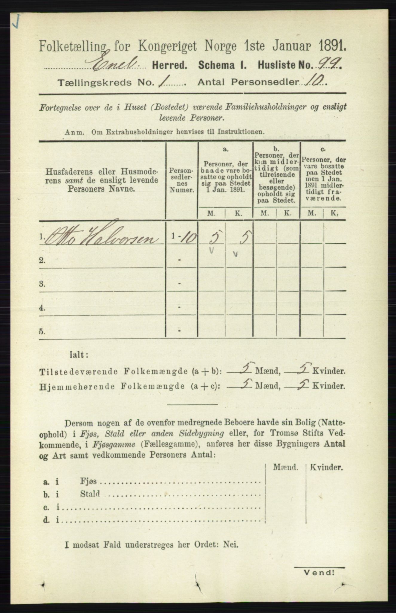 RA, 1891 census for 0229 Enebakk, 1891, p. 125