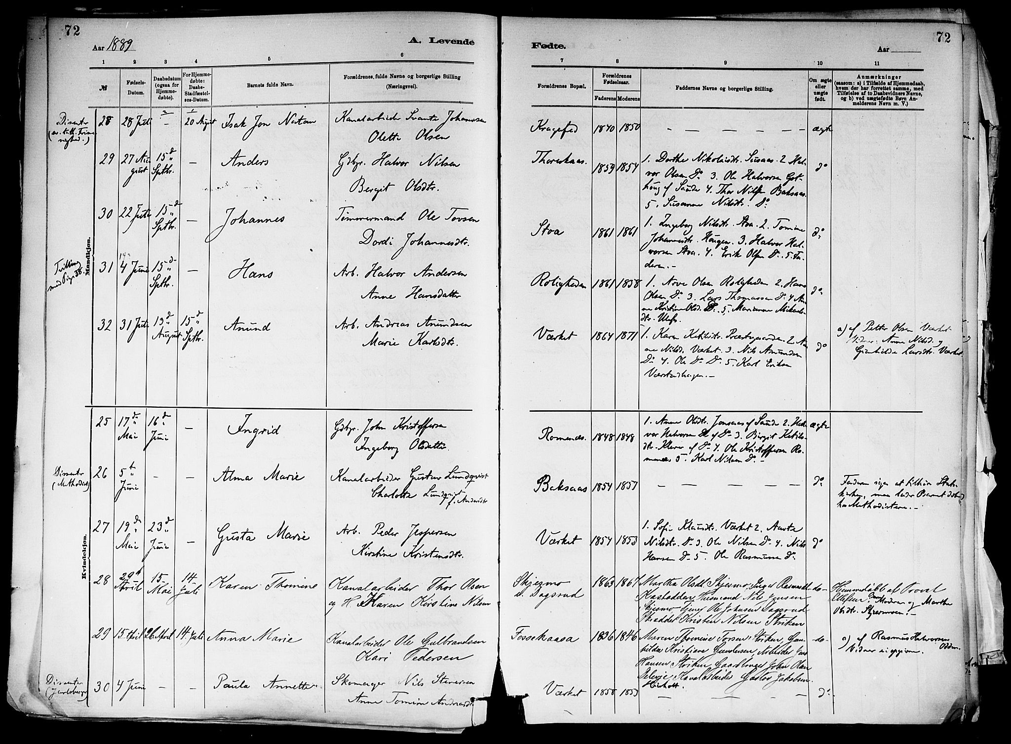 Holla kirkebøker, SAKO/A-272/F/Fa/L0008: Parish register (official) no. 8, 1882-1897, p. 72
