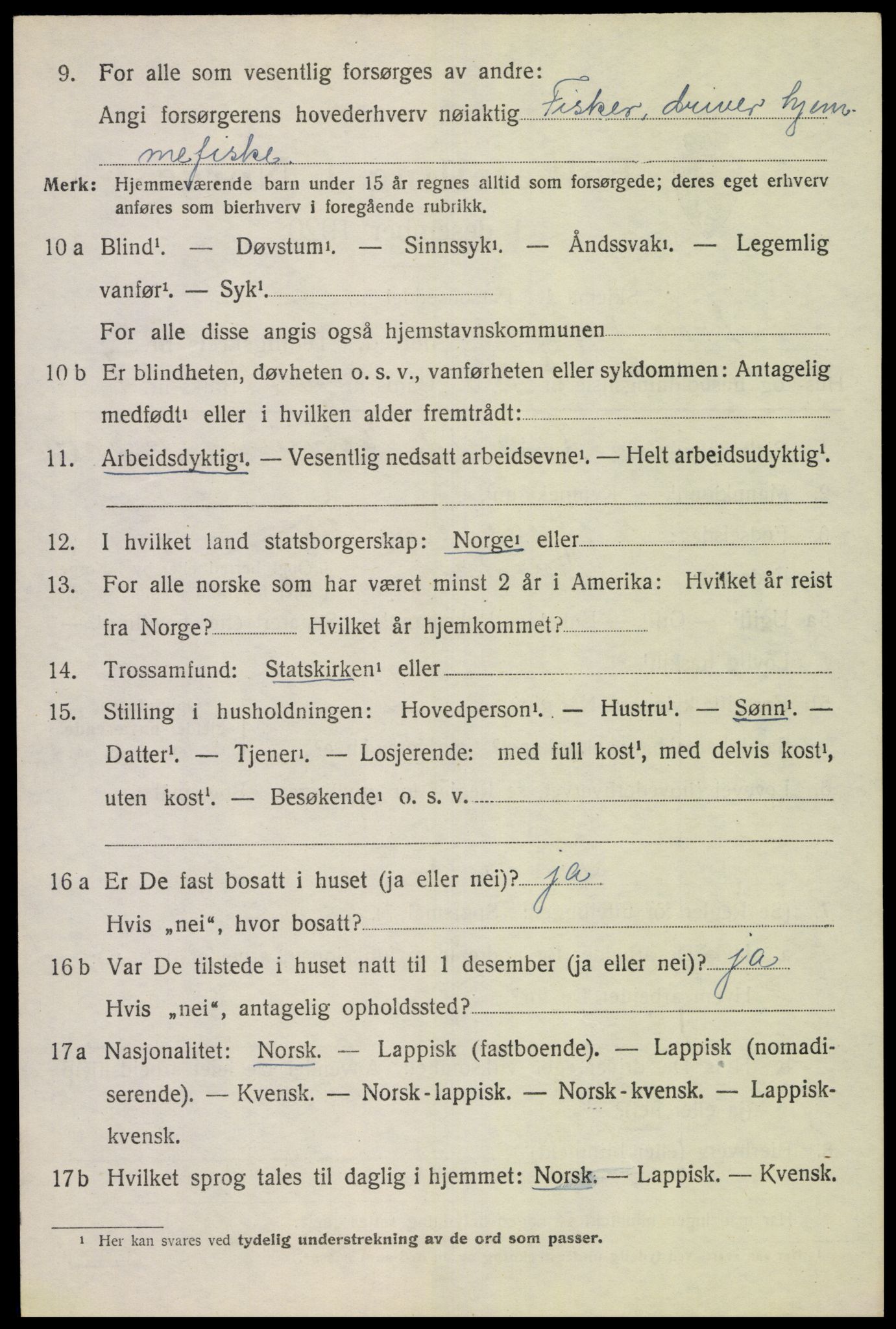 SAT, 1920 census for Dverberg, 1920, p. 6391