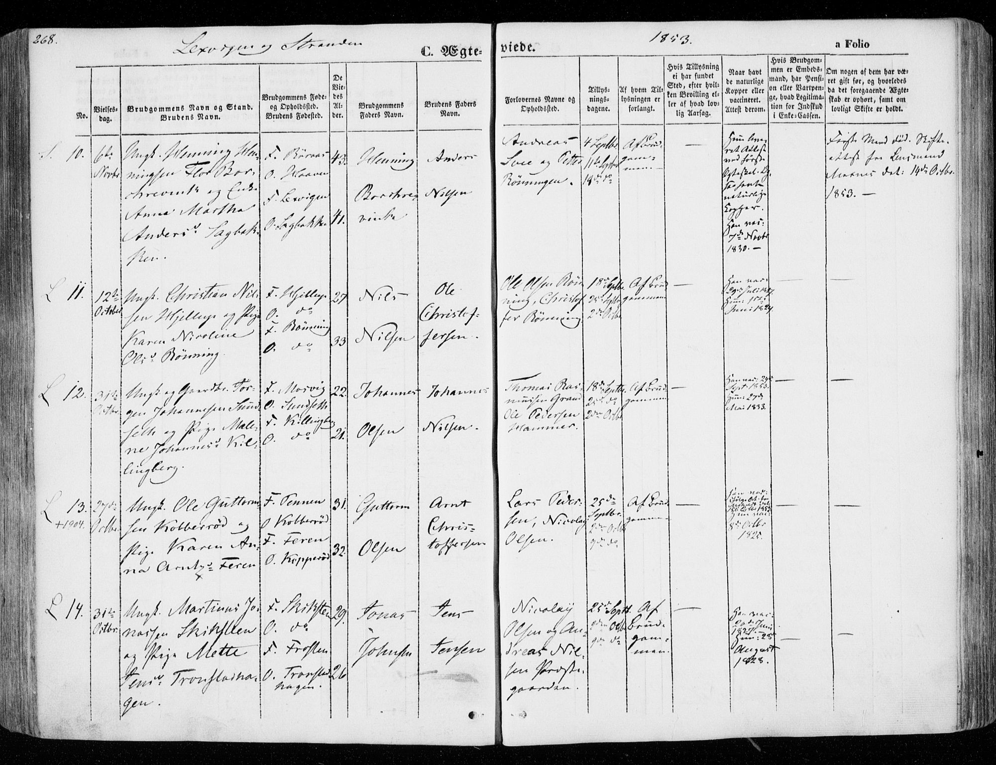 Ministerialprotokoller, klokkerbøker og fødselsregistre - Nord-Trøndelag, SAT/A-1458/701/L0007: Parish register (official) no. 701A07 /1, 1842-1854, p. 268