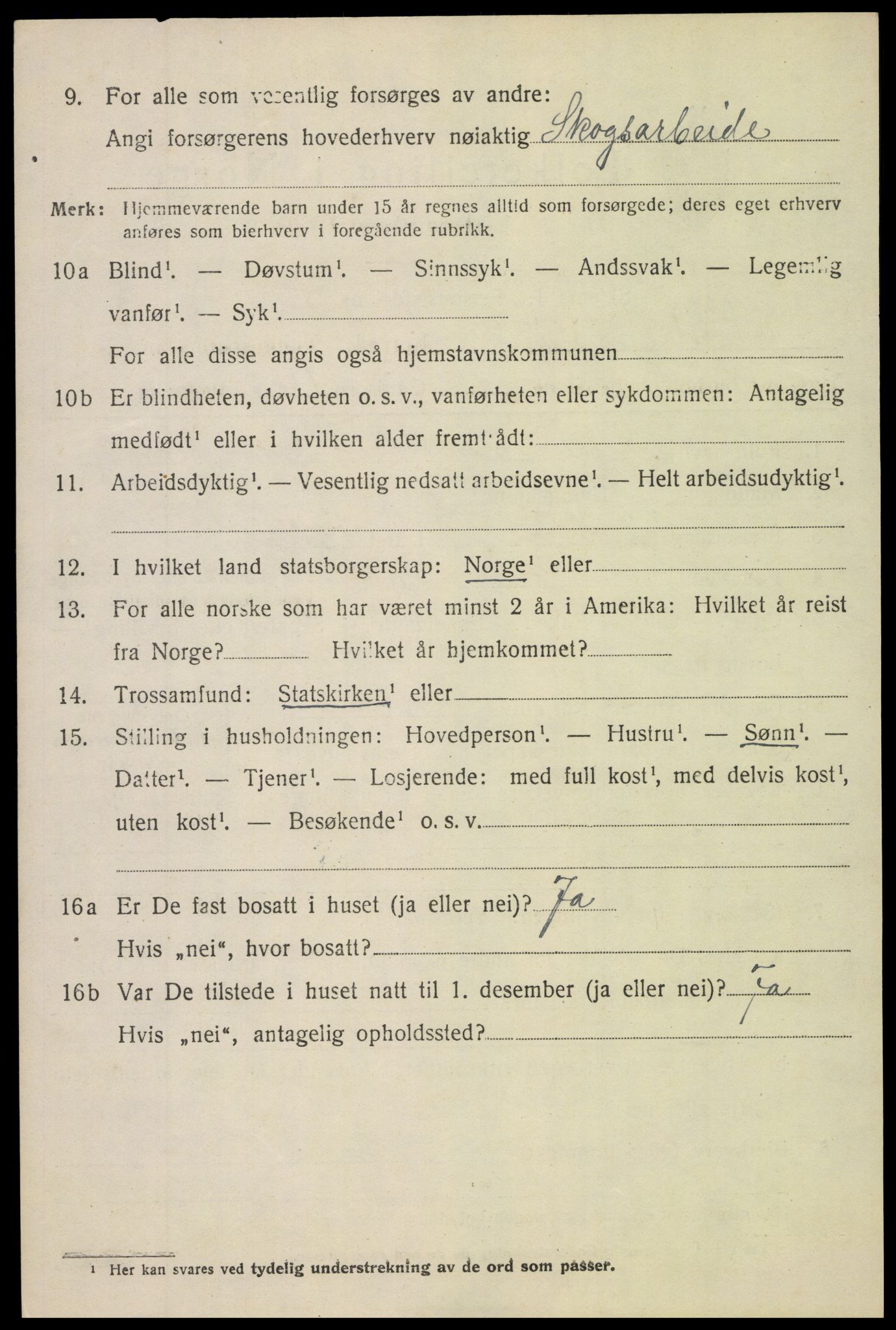 SAH, 1920 census for Nordre Land, 1920, p. 1645