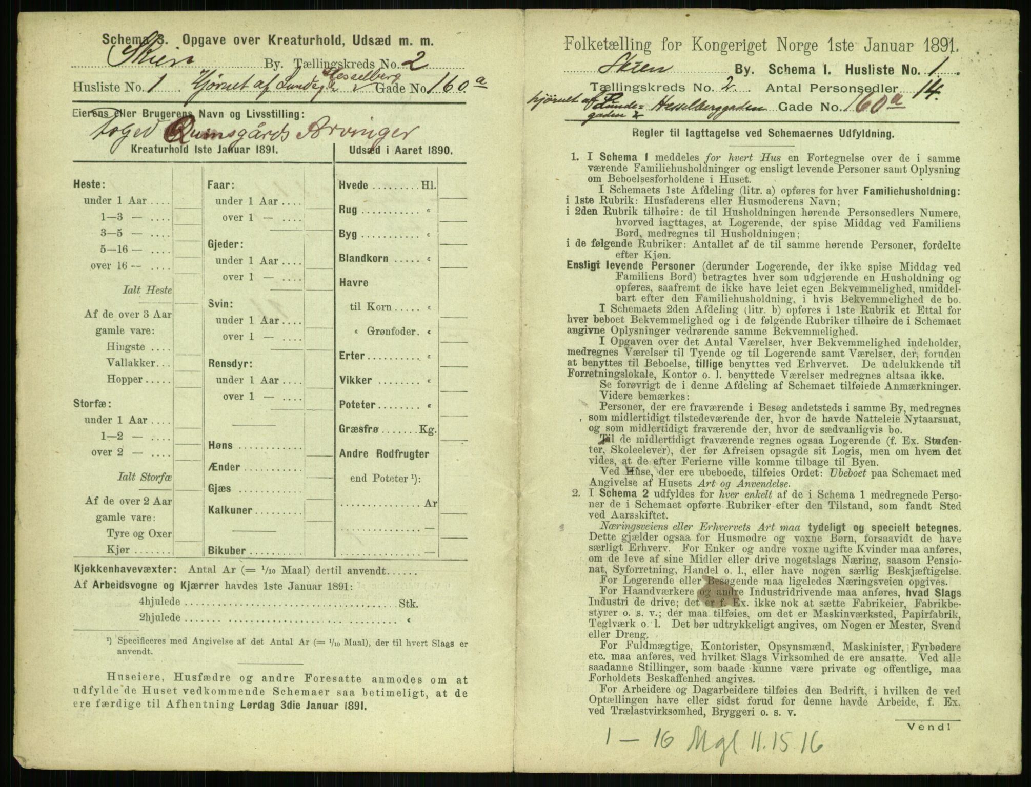 RA, 1891 census for 0806 Skien, 1891, p. 152