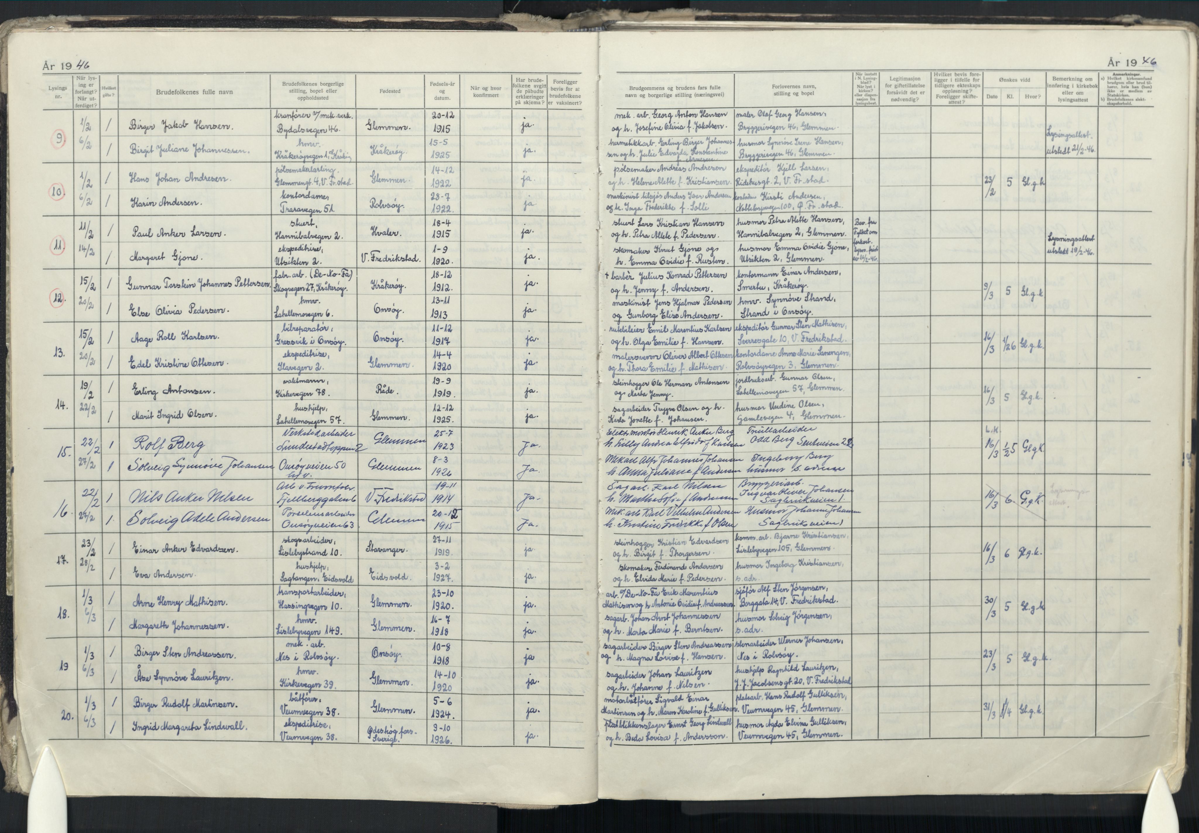 Glemmen prestekontor Kirkebøker, AV/SAO-A-10908/H/Ha/L0004: Banns register no. 4, 1942-1965