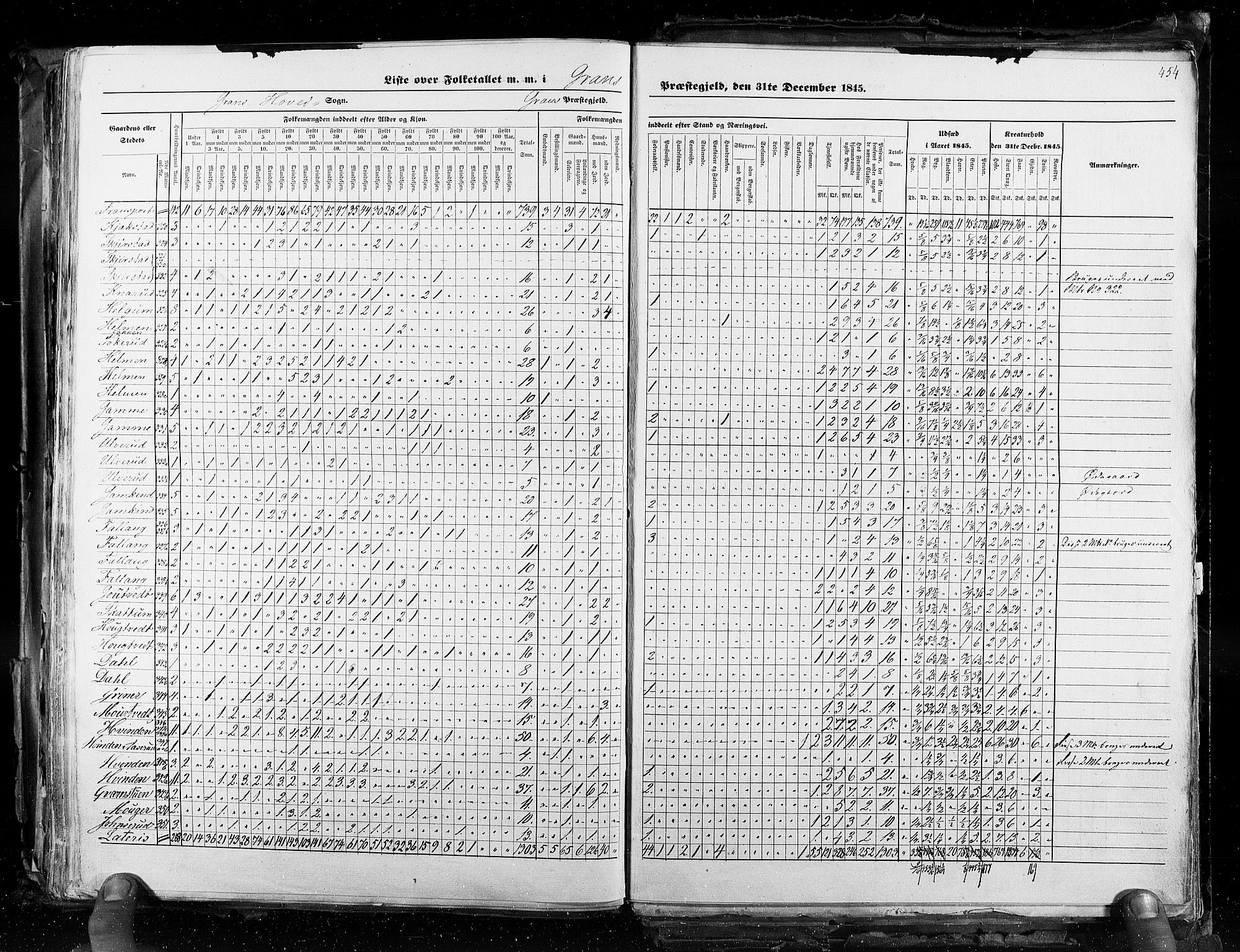 RA, Census 1845, vol. 3: Hedemarken amt og Kristians amt, 1845, p. 454