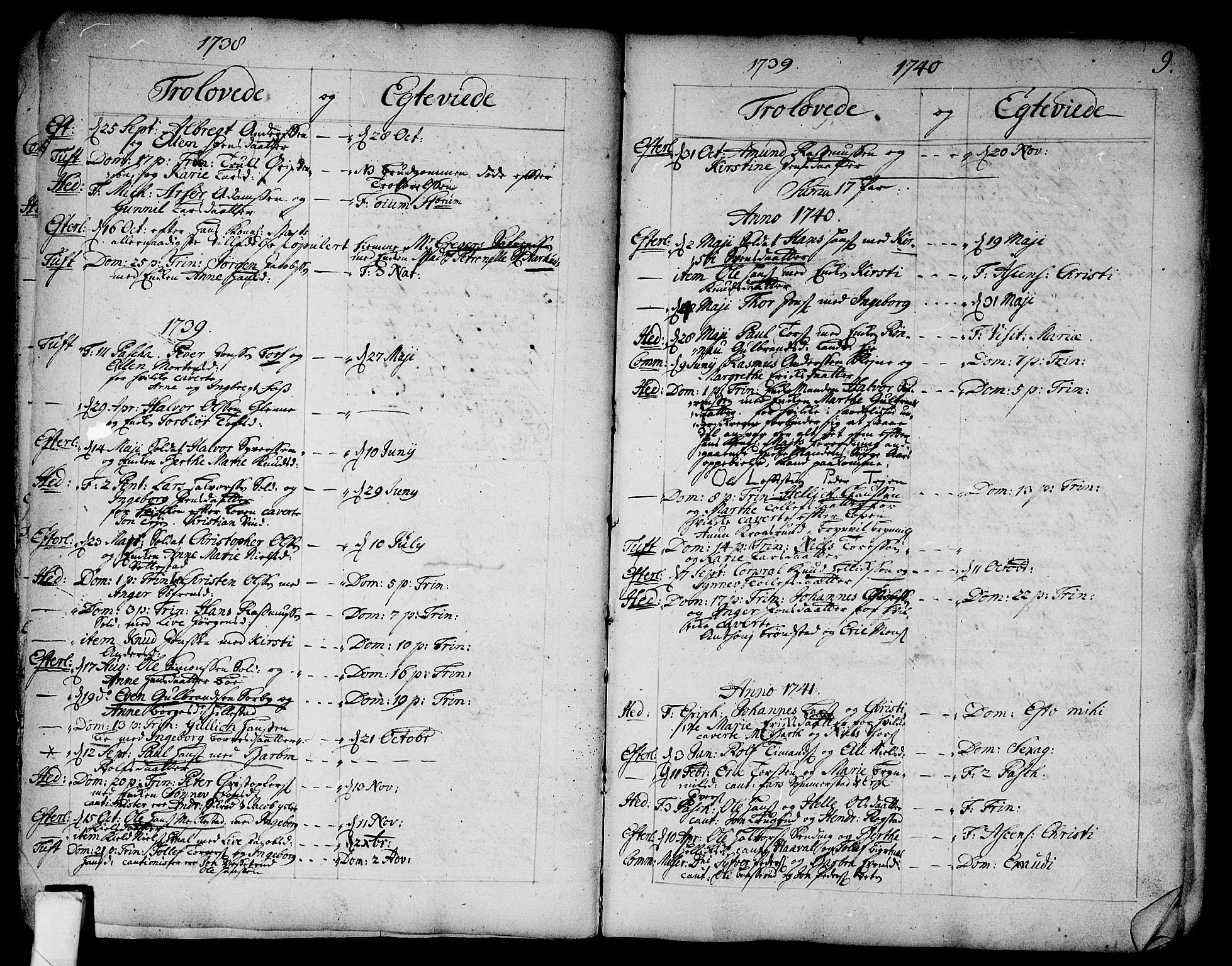 Sandsvær kirkebøker, SAKO/A-244/F/Fa/L0002a: Parish register (official) no. I 2, 1725-1809, p. 9