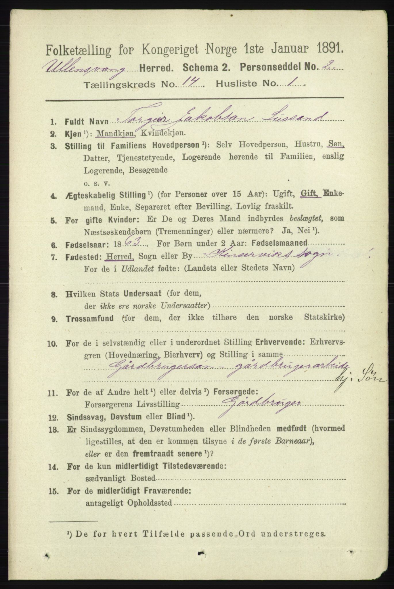 RA, 1891 census for 1230 Ullensvang, 1891, p. 5554