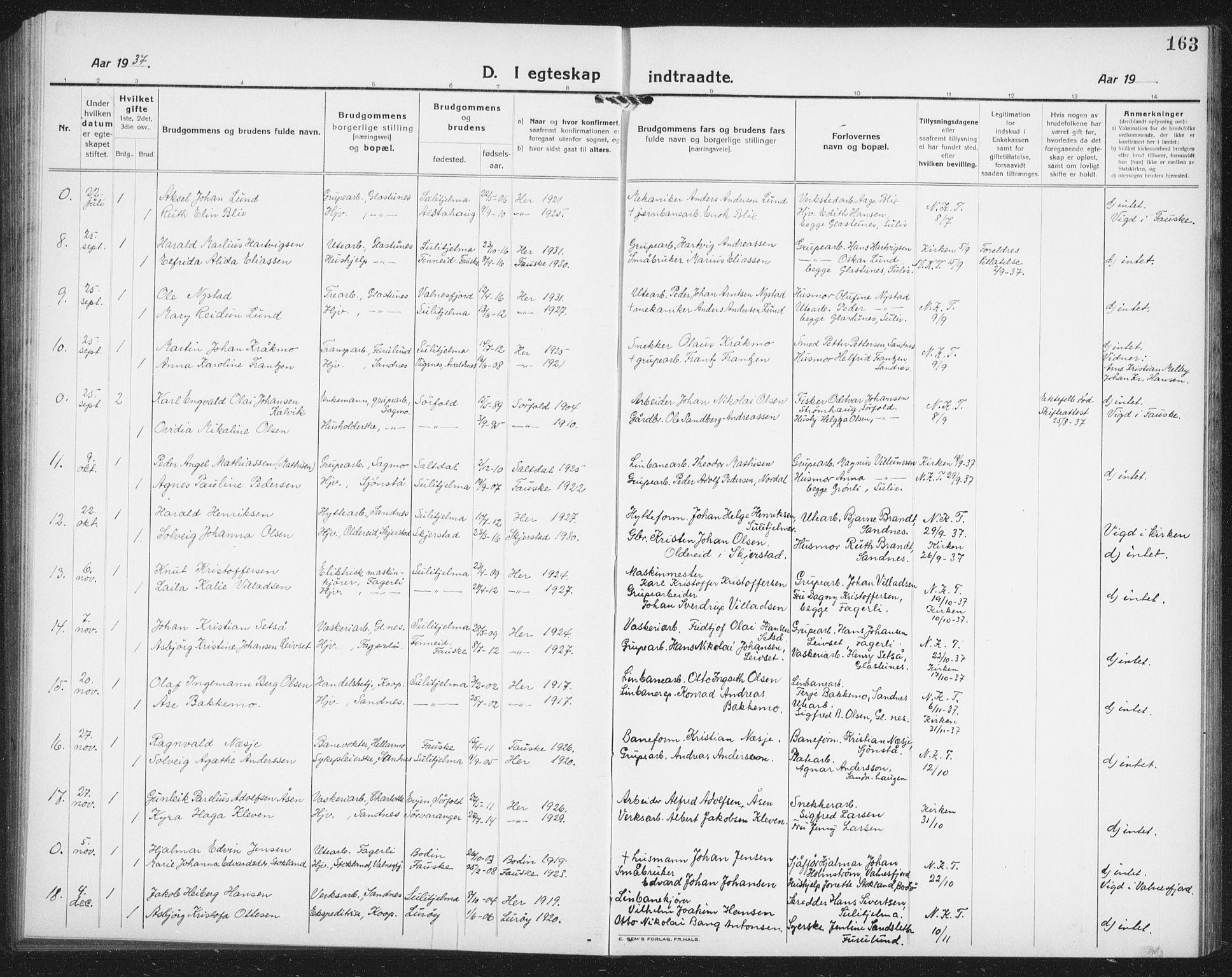 Ministerialprotokoller, klokkerbøker og fødselsregistre - Nordland, AV/SAT-A-1459/850/L0718: Parish register (copy) no. 850C02, 1921-1941, p. 163