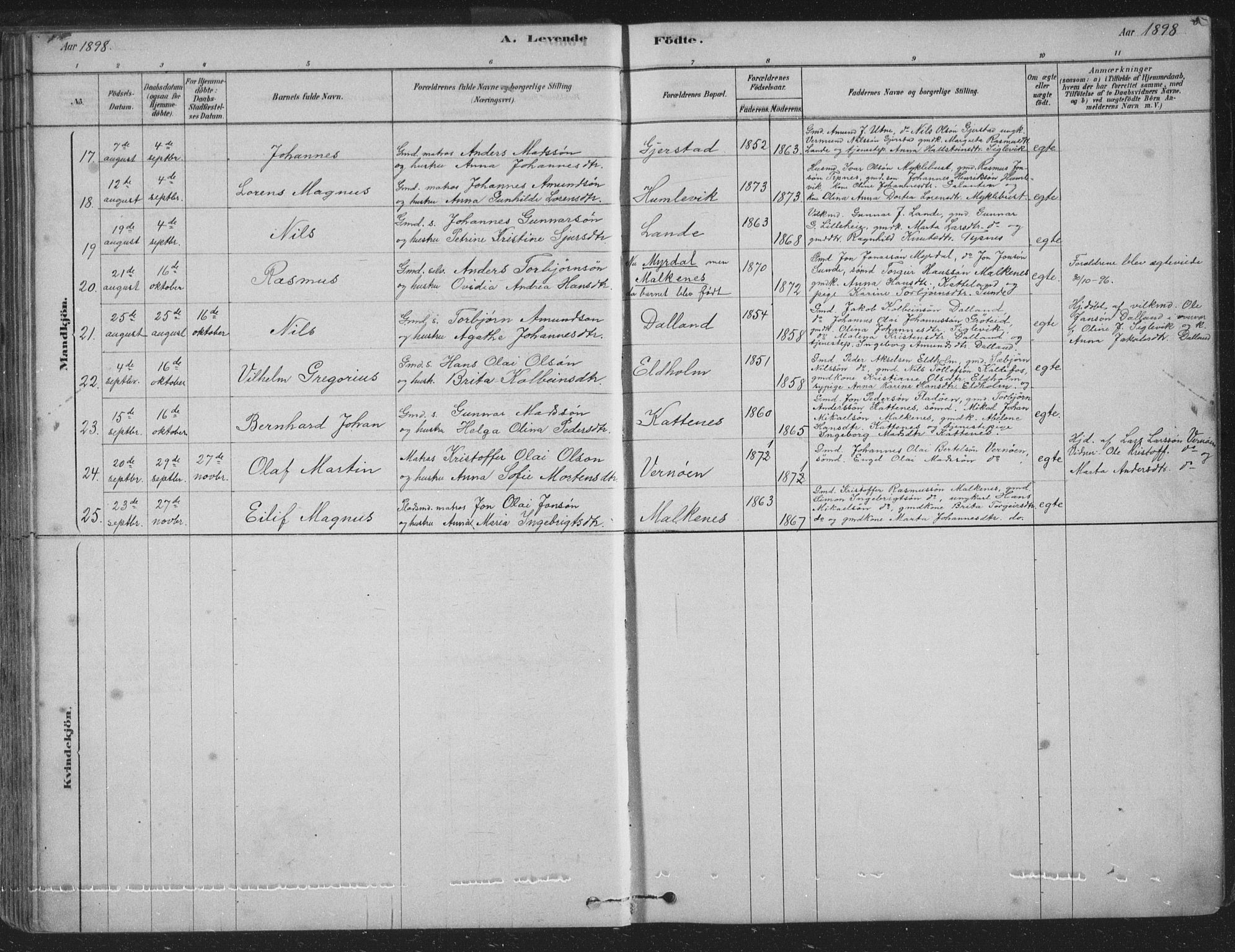 Tysnes sokneprestembete, SAB/A-78601/H/Hab: Parish register (copy) no. B 2, 1878-1918, p. 84