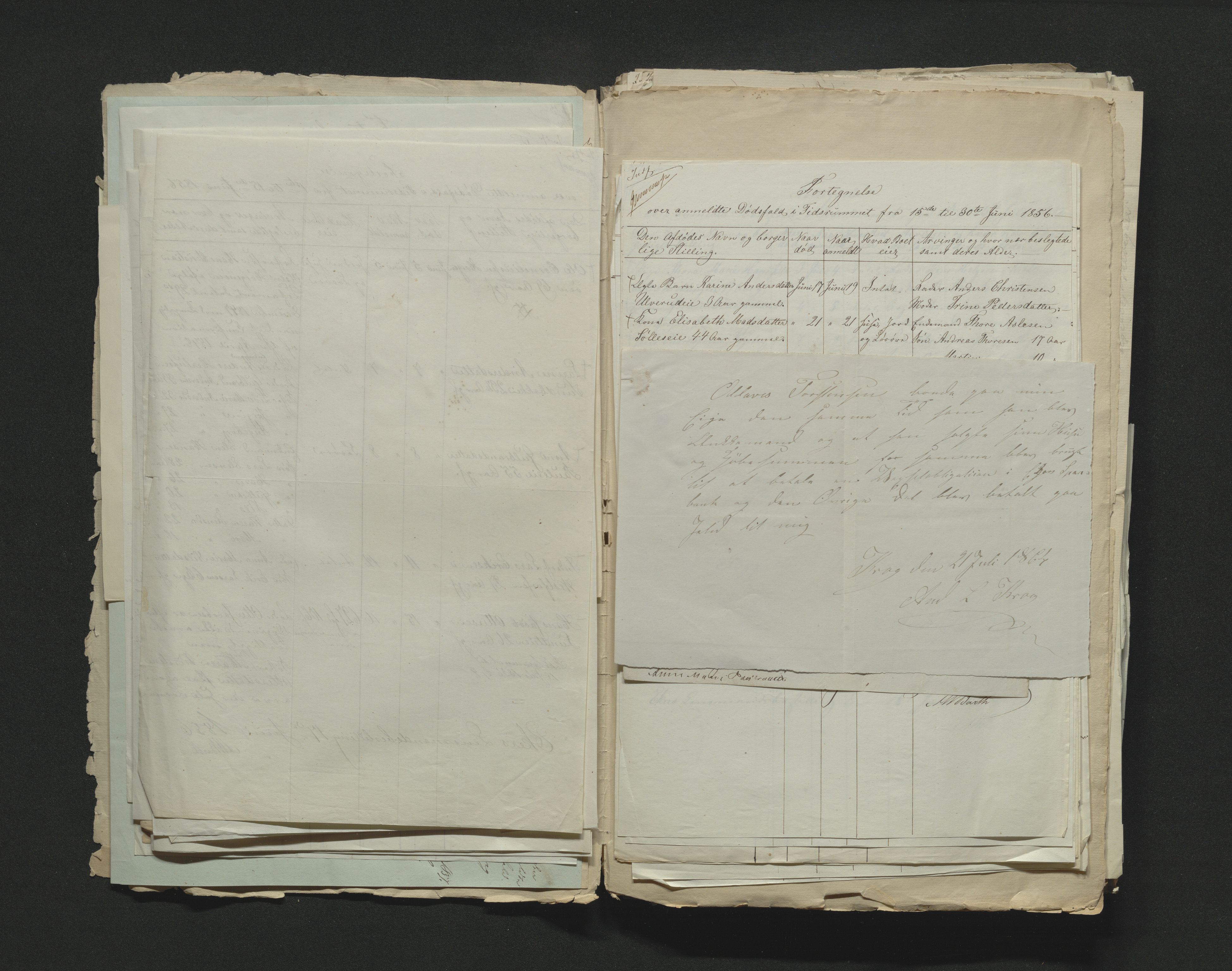 Eiker, Modum og Sigdal sorenskriveri, AV/SAKO-A-123/H/Ha/Hab/L0009: Dødsfallsmeldinger, 1854-1857, p. 283