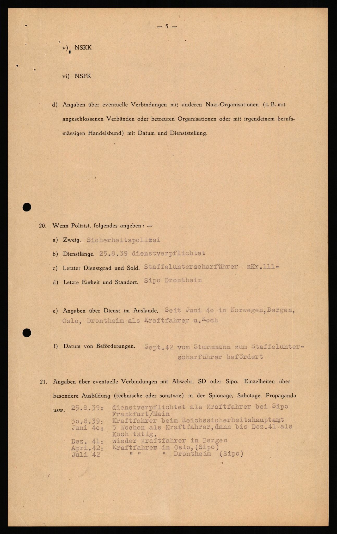 Forsvaret, Forsvarets overkommando II, AV/RA-RAFA-3915/D/Db/L0026: CI Questionaires. Tyske okkupasjonsstyrker i Norge. Tyskere., 1945-1946, p. 103