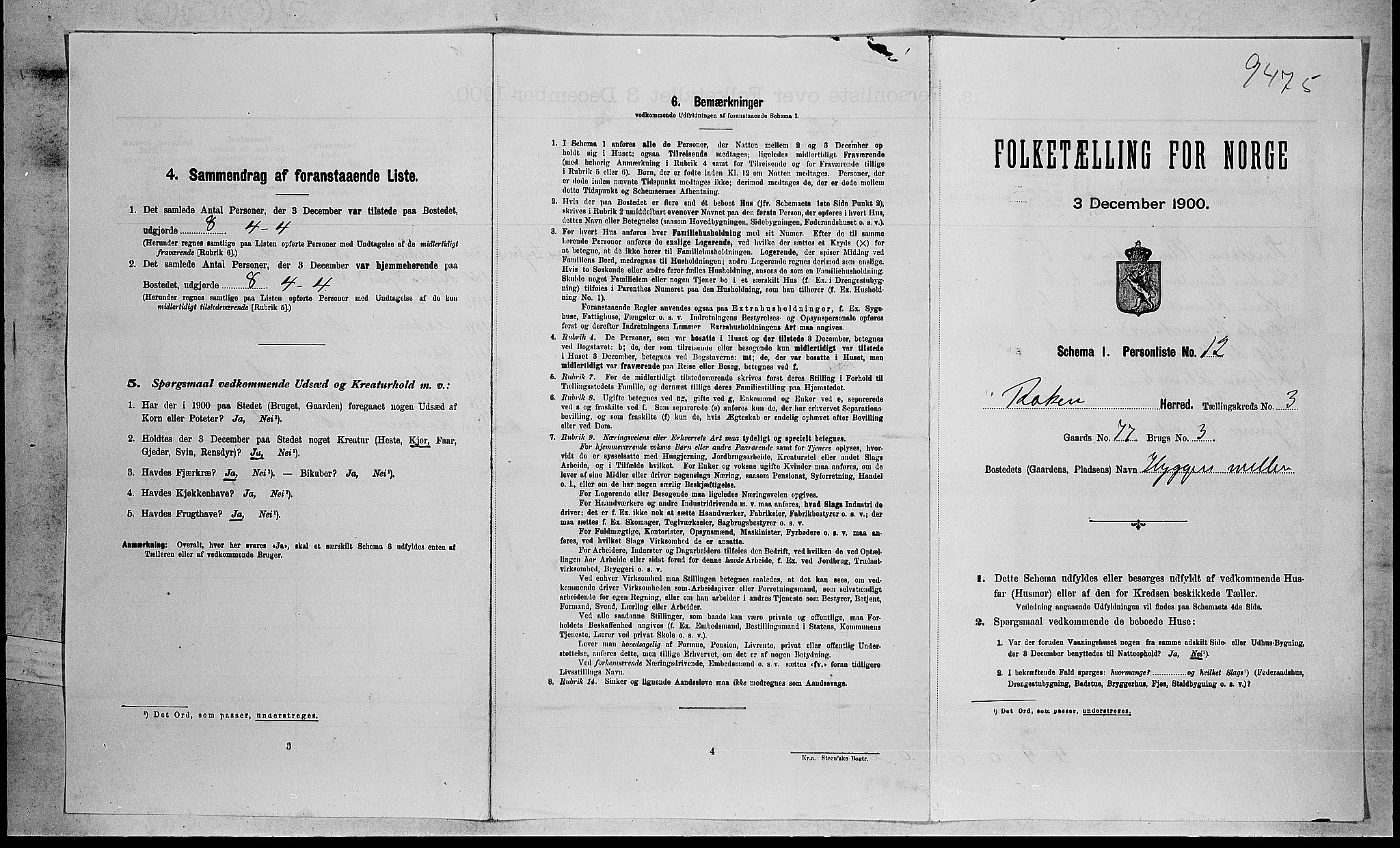 RA, 1900 census for Røyken, 1900, p. 374