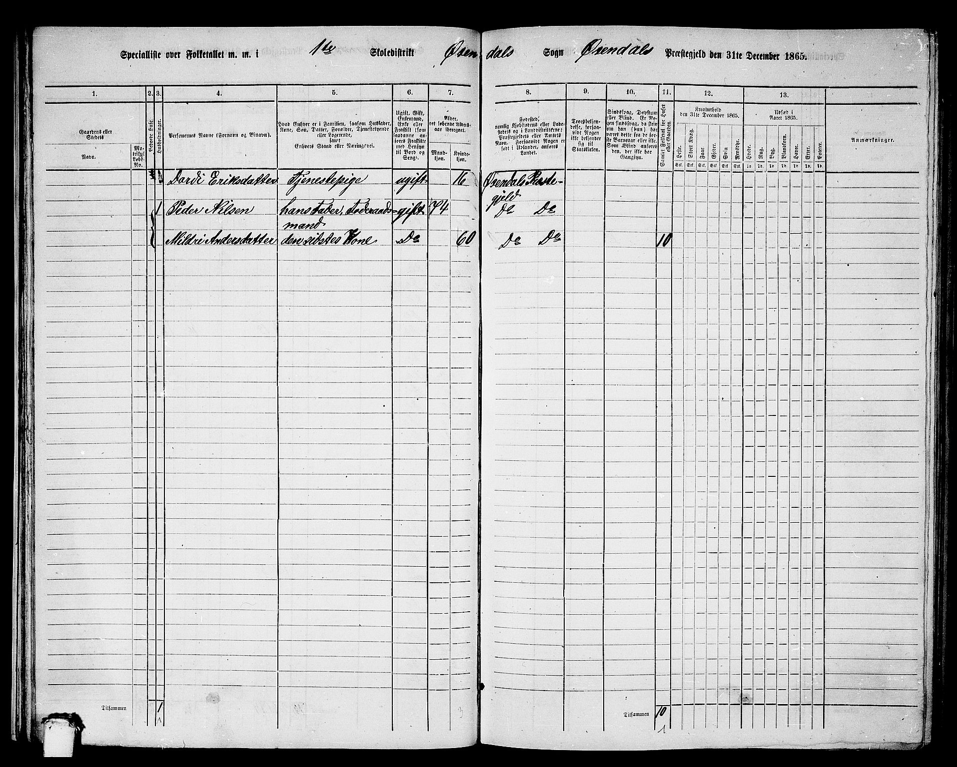 RA, 1865 census for Øksendal, 1865, p. 27