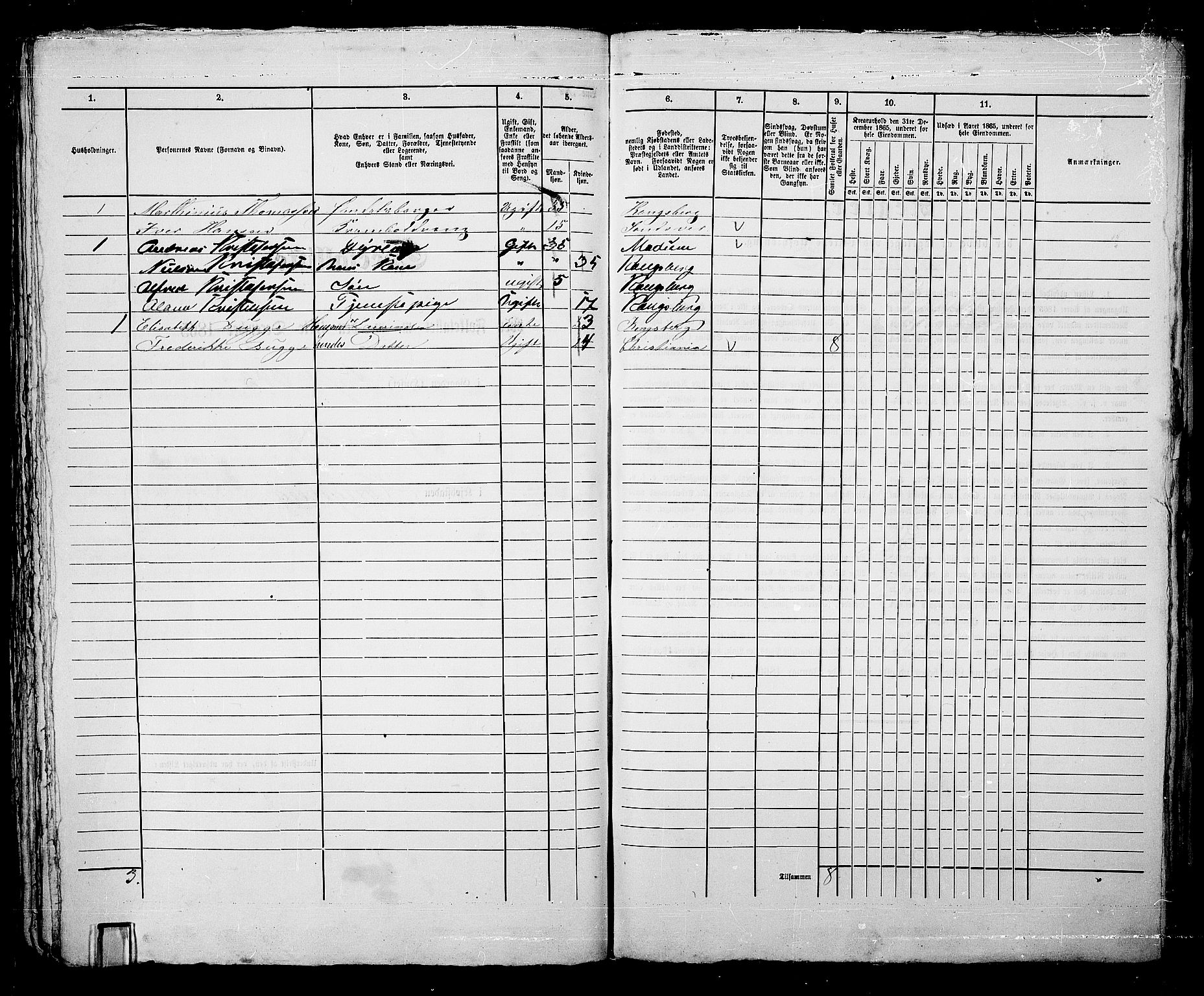 RA, 1865 census for Kongsberg/Kongsberg, 1865, p. 954